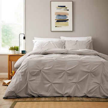 Pintuck Natural Microfibre Duvet Cover Set with Pillowcases Soft Breathable Easy Care Bedding Set Quilt Cover by OLIVIA ROCCO