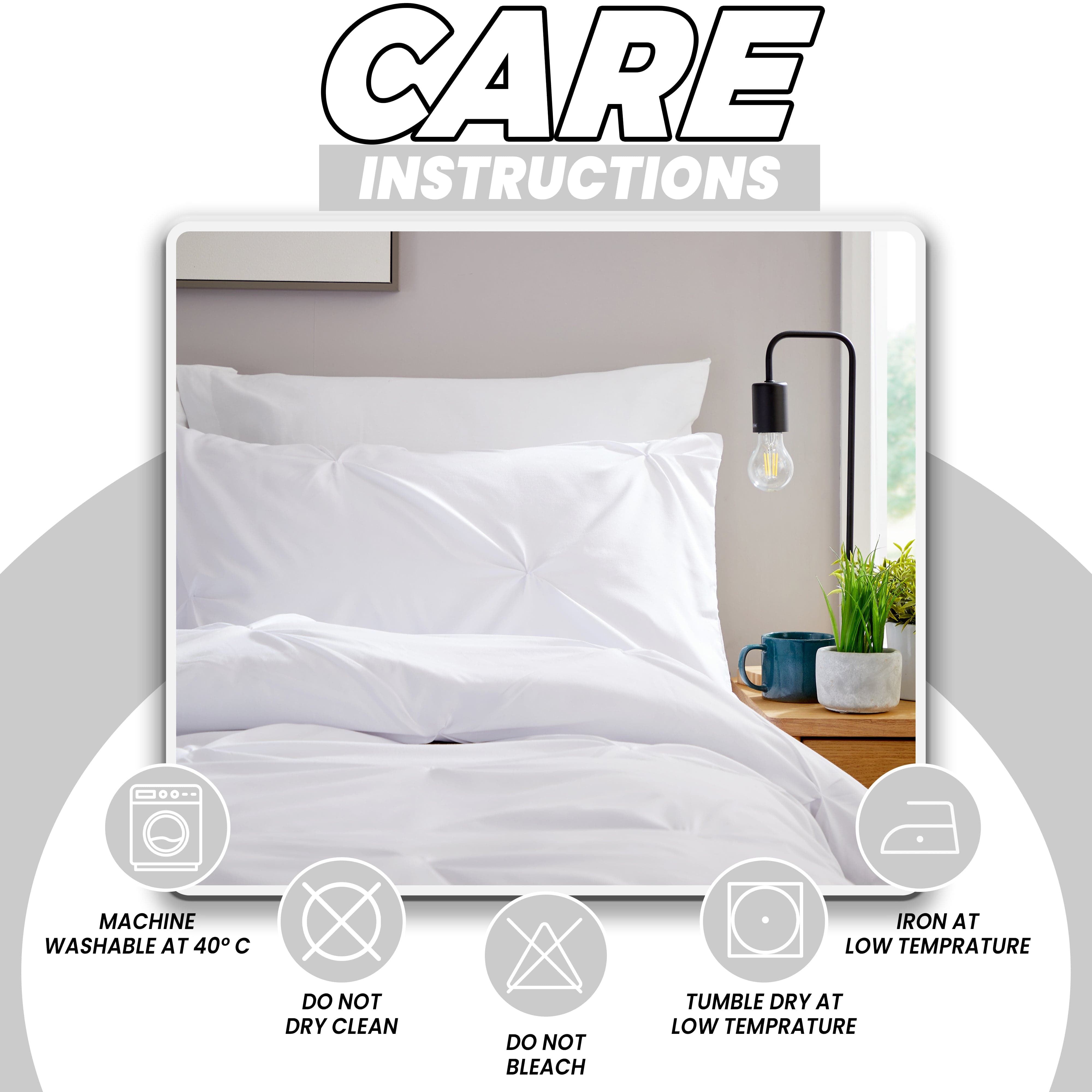 Pintuck White Microfibre Duvet Cover Set with Pillowcases Soft Breathable Easy Care Bedding Set Quilt Cover by OLIVIA ROCCO