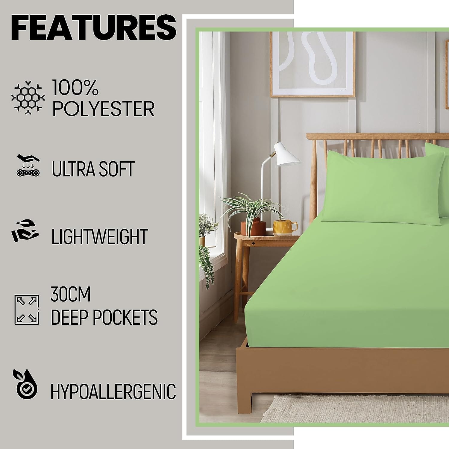 Plain Dye Luxurious Super Soft Fitted Sheets Easy Care Bed Linen Sets Multiple Colours Single Double King 3/4 Sizes by OLIVIA ROCCO