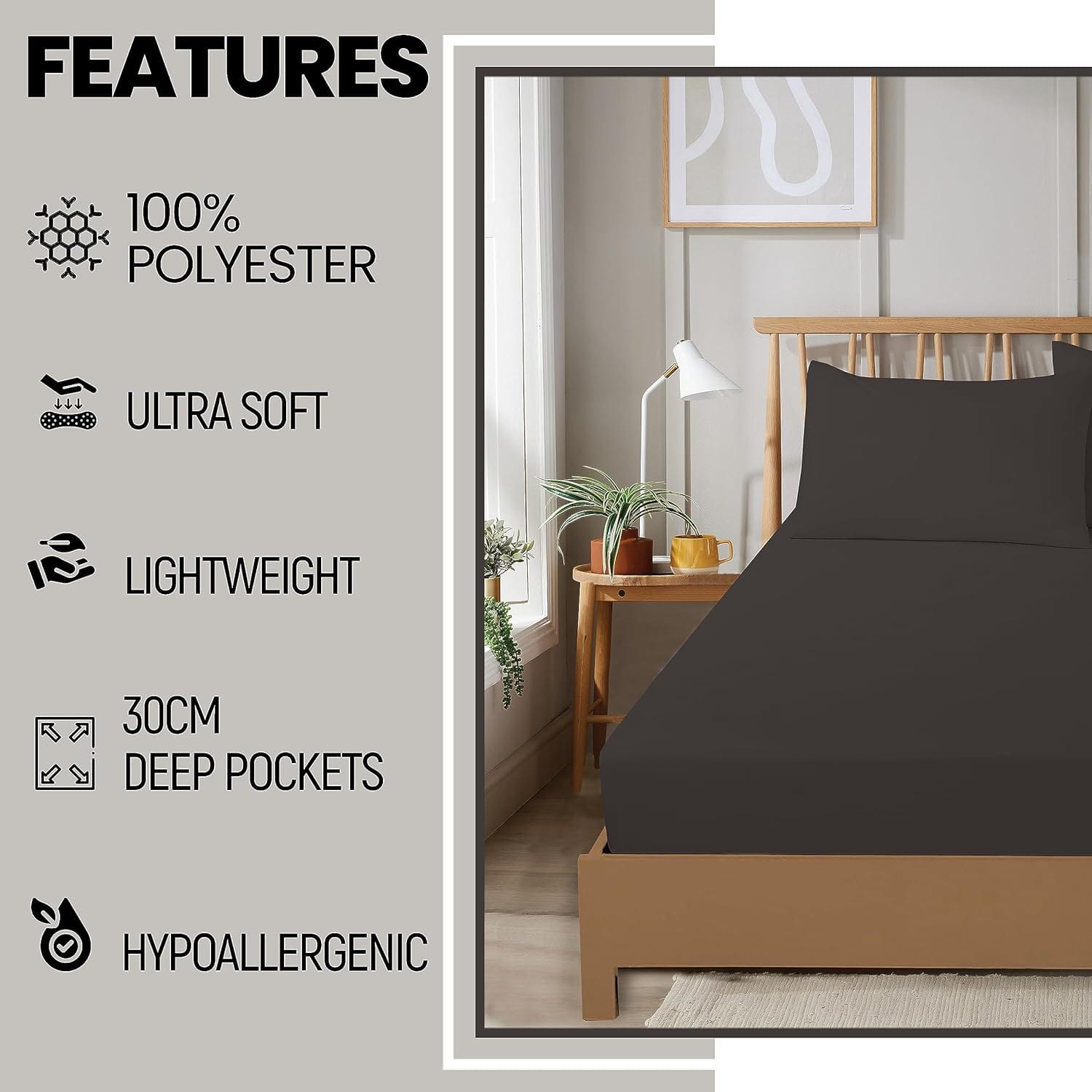 Plain Dye Luxurious Super Soft Fitted Sheets Easy Care Bed Linen Sets Multiple Colours Single Double King 3/4 Sizes by OLIVIA ROCCO