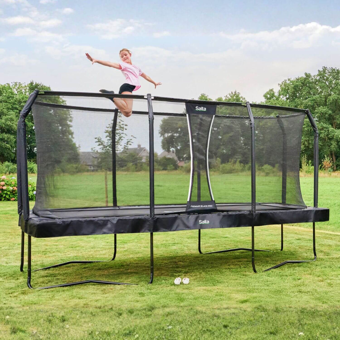 10ft x 6.5ft Salta Premium Black Pro Rectangular Trampoline + Safety Net