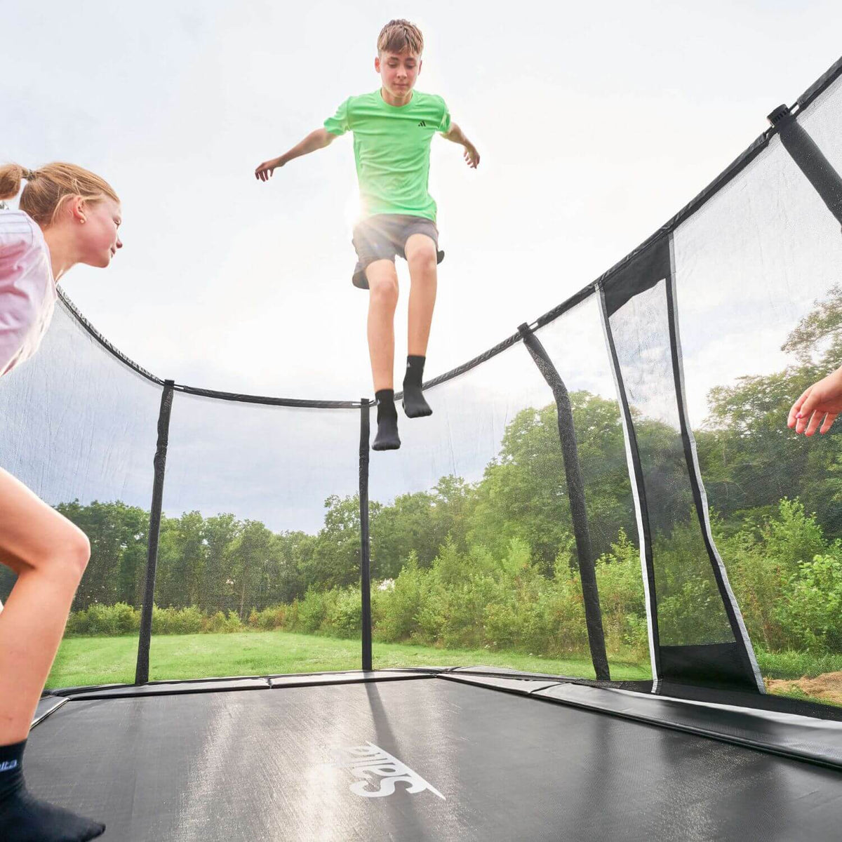 12ft x 8ft Salta Premium Black Pro Rectangular Trampoline + Safety Net