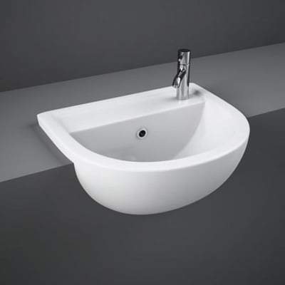 45cm Semi Recessed Basin 1 Tap Hole in Alpine White - All Styles