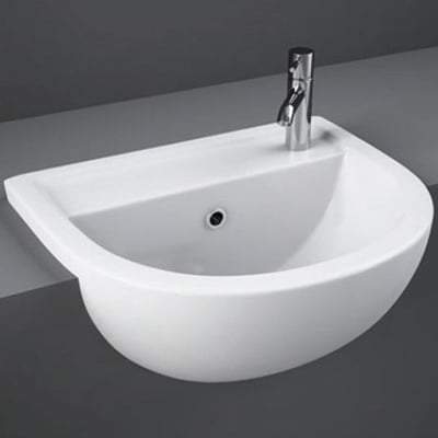 40cm Semi Recessed Basin 1 Tap Hole in Alpine White - All Styles
