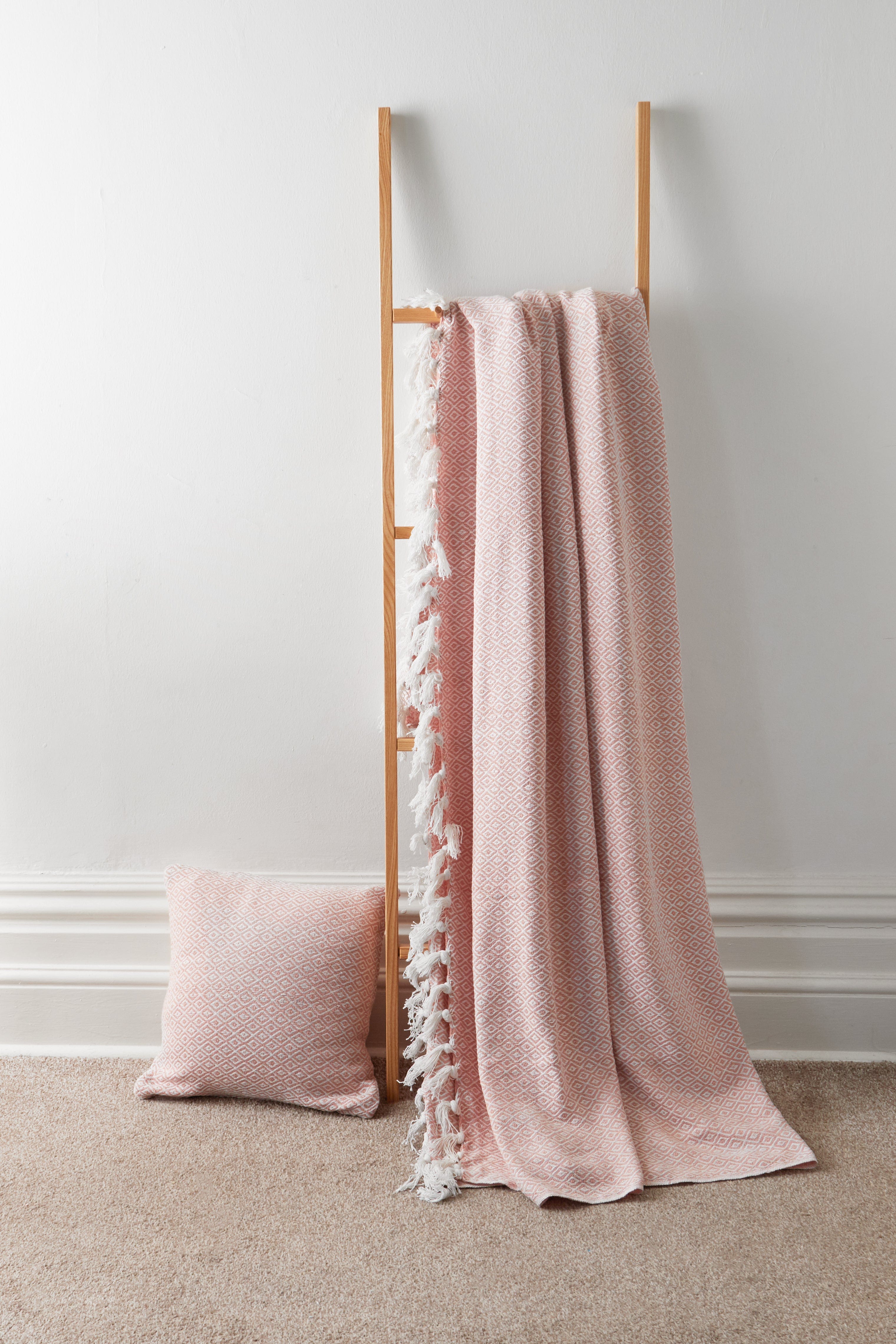 Regal Handwoven Pure Cotton Throw Blanket with Diamond Geometric Pattern Eco-Friendly Durable Bedspread Sofa Cover in Multiple Sizes by OLIVIA ROCCO