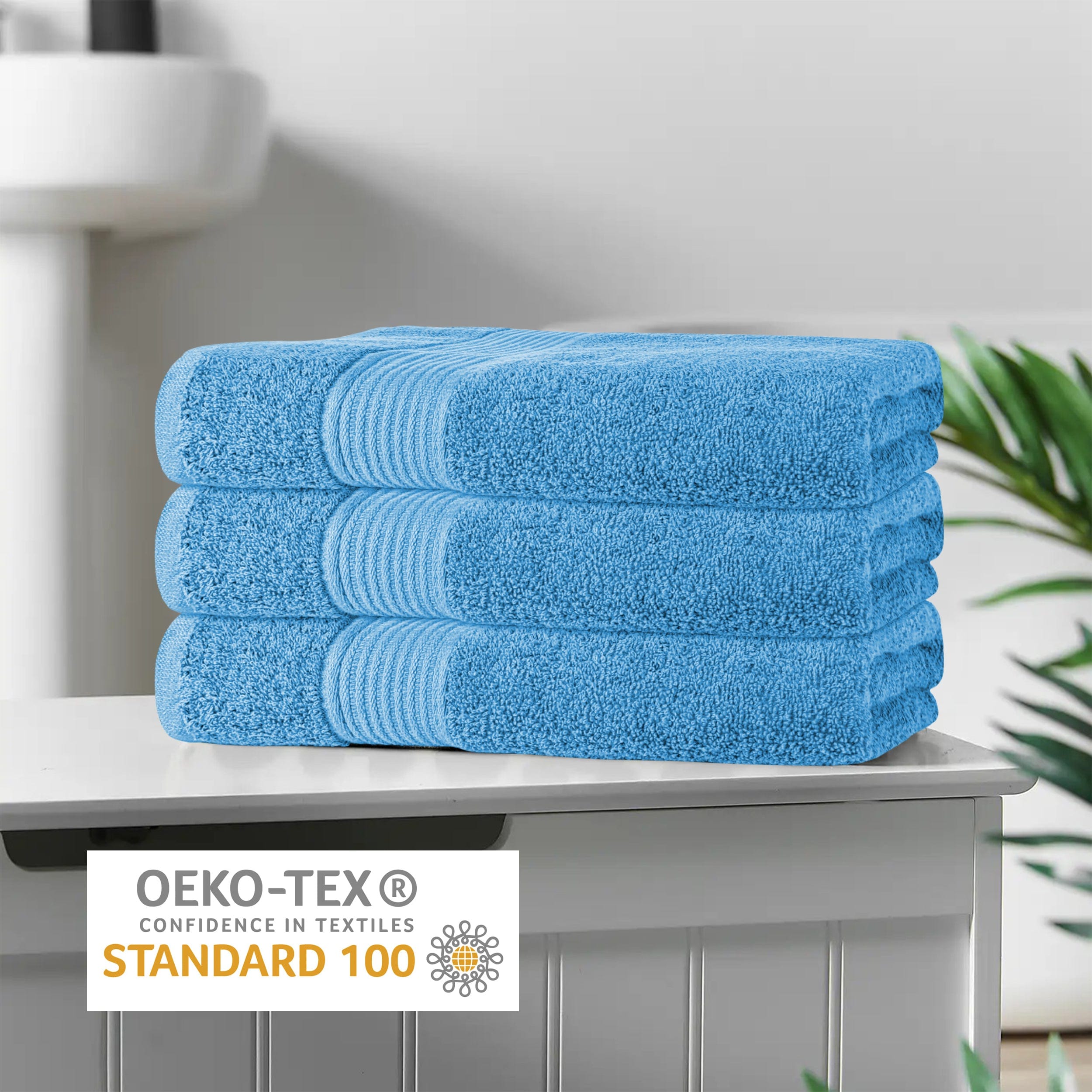 Rhodes Towel Aqua 100% Cotton Hotel Quality Soft Super Absorbent Hand Bath Towels, Sheets & Face Cloths by OLIVIA ROCCO