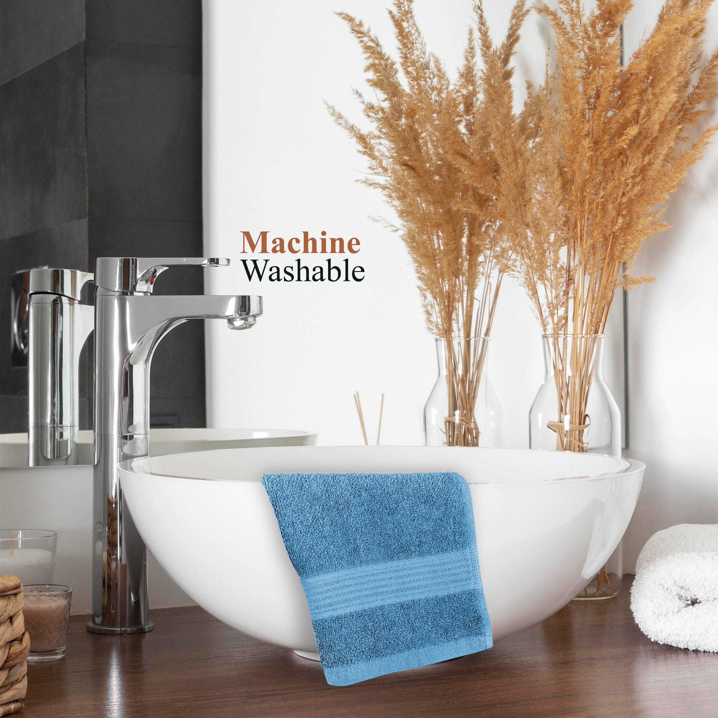 Rhodes Towel Aqua 100% Cotton Hotel Quality Soft Super Absorbent Hand Bath Towels, Sheets & Face Cloths by OLIVIA ROCCO