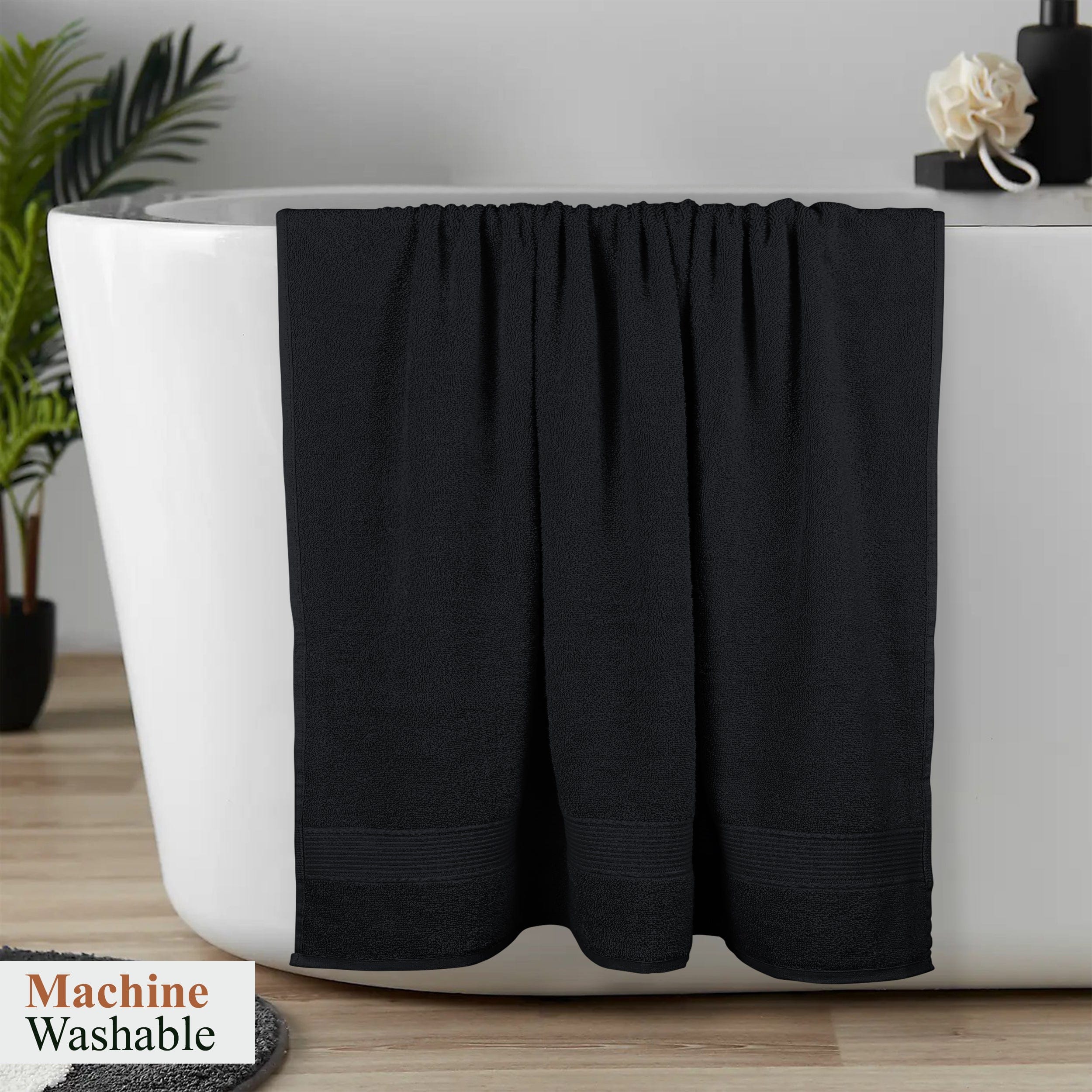 Rhodes Towel Black 100% Cotton Hotel Quality Soft Super Absorbent Hand Bath Towels, Sheets & Face Cloths by OLIVIA ROCCO