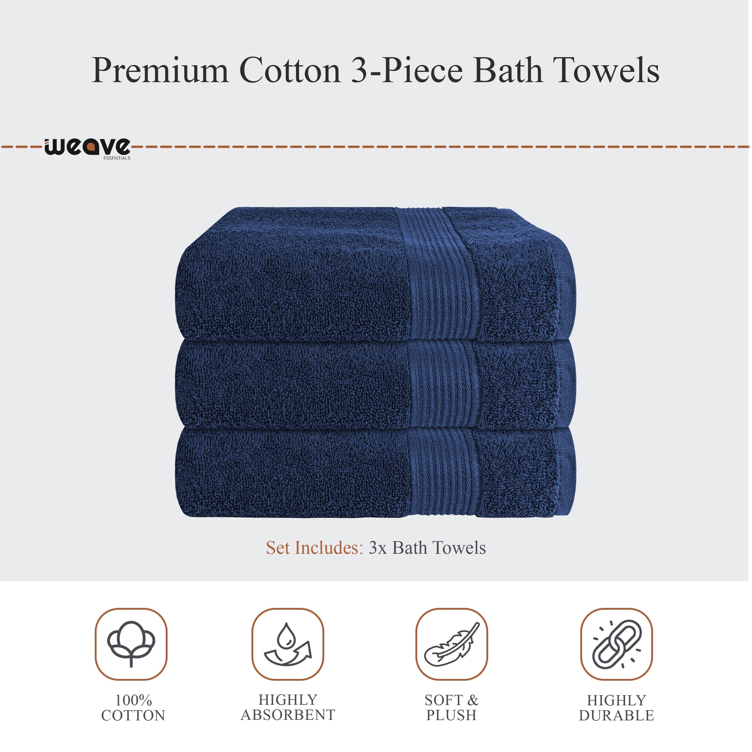 Rhodes Towel Royal Blue 100% Cotton Hotel Quality Soft Super Absorbent Hand Bath Towels, Sheets & Face Cloths by OLIVIA ROCCO