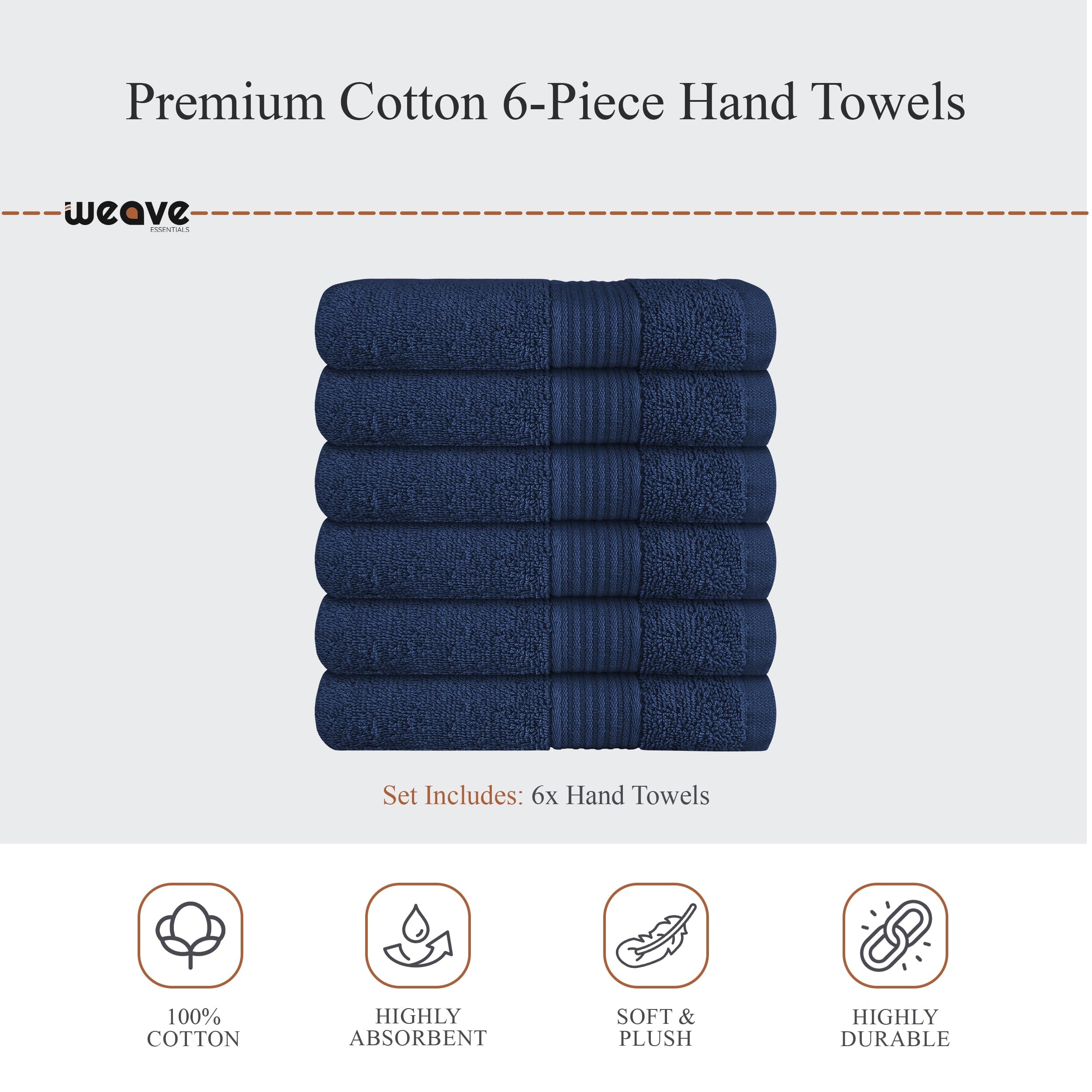 Rhodes Towel Royal Blue 100% Cotton Hotel Quality Soft Super Absorbent Hand Bath Towels, Sheets & Face Cloths by OLIVIA ROCCO