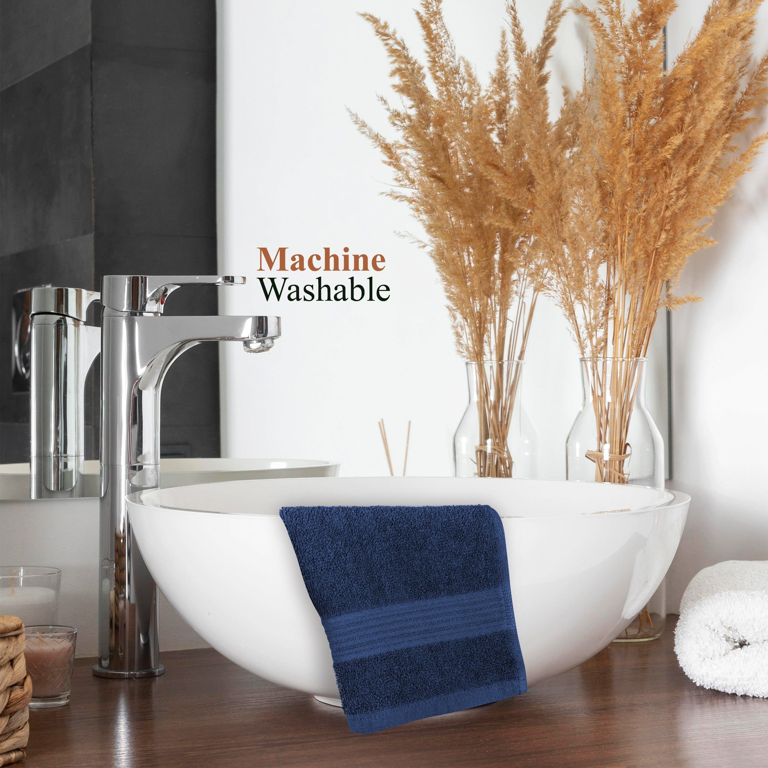 Rhodes Towel Royal Blue 100% Cotton Hotel Quality Soft Super Absorbent Hand Bath Towels, Sheets & Face Cloths by OLIVIA ROCCO