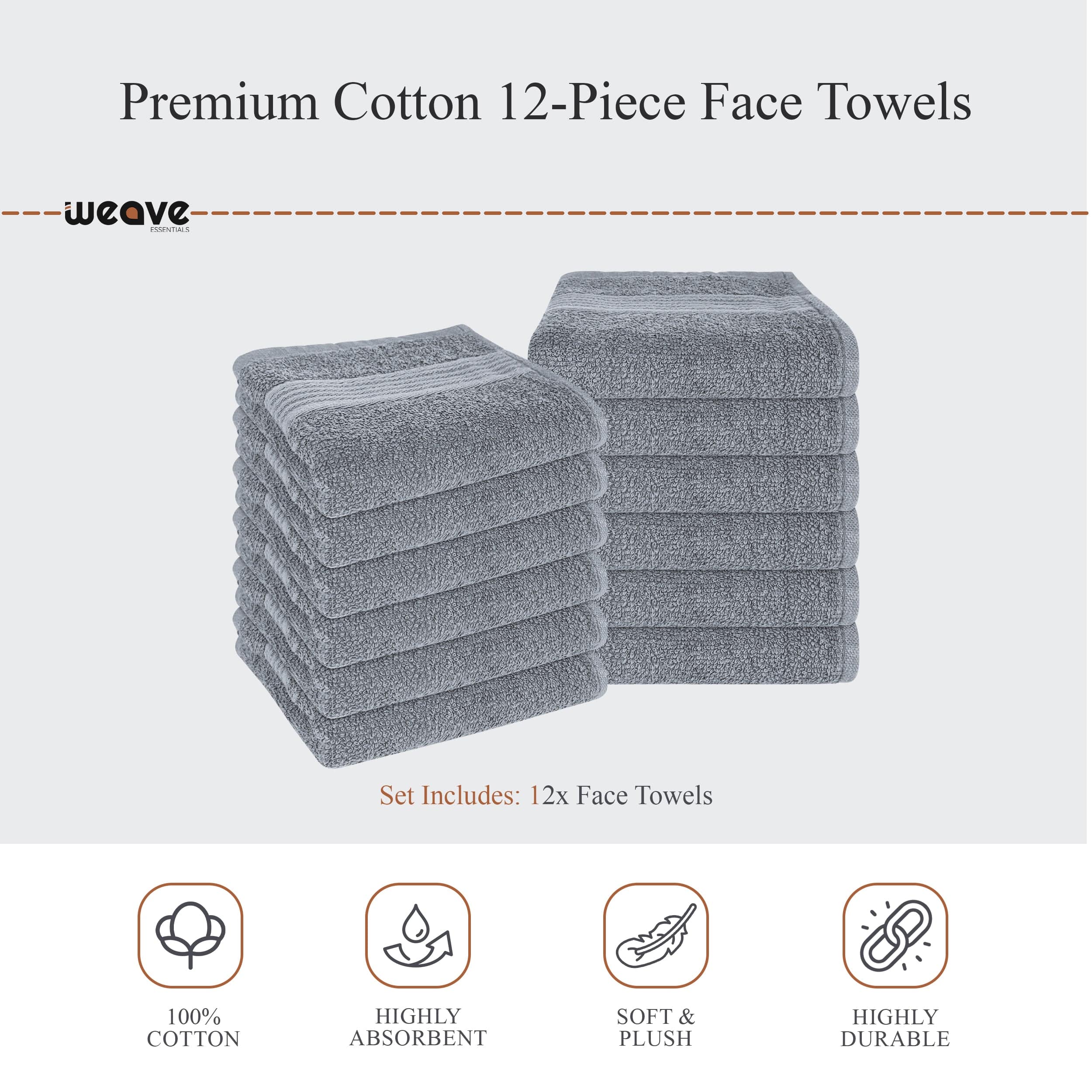 Rhodes Towel Silver 100% Cotton Hotel Quality Soft Super Absorbent Hand Bath Towels, Sheets & Face Cloths by OLIVIA ROCCO