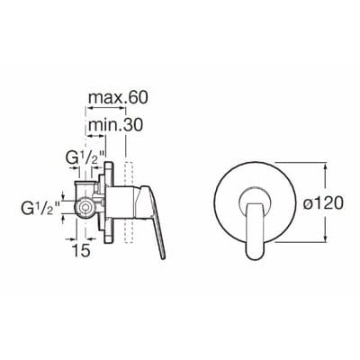 Victoria V2 Chrome Built-In Bath Or Shower Mixer