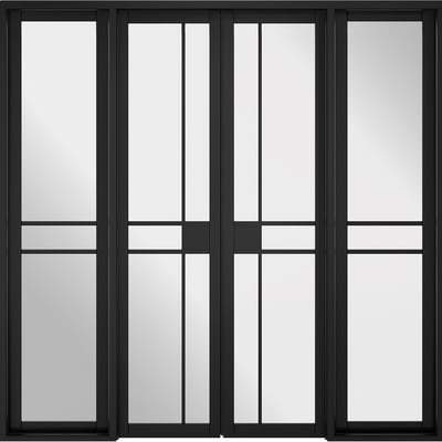 Greenwich Black Primed 16 Glazed Clear Light Panels Interior Room Divider2031mm x 2478mm