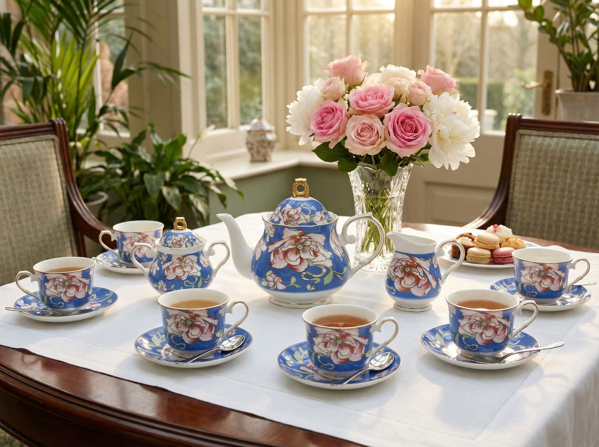 Rosewood Garden Tea Set - Service for 6 (15 Pieces)
