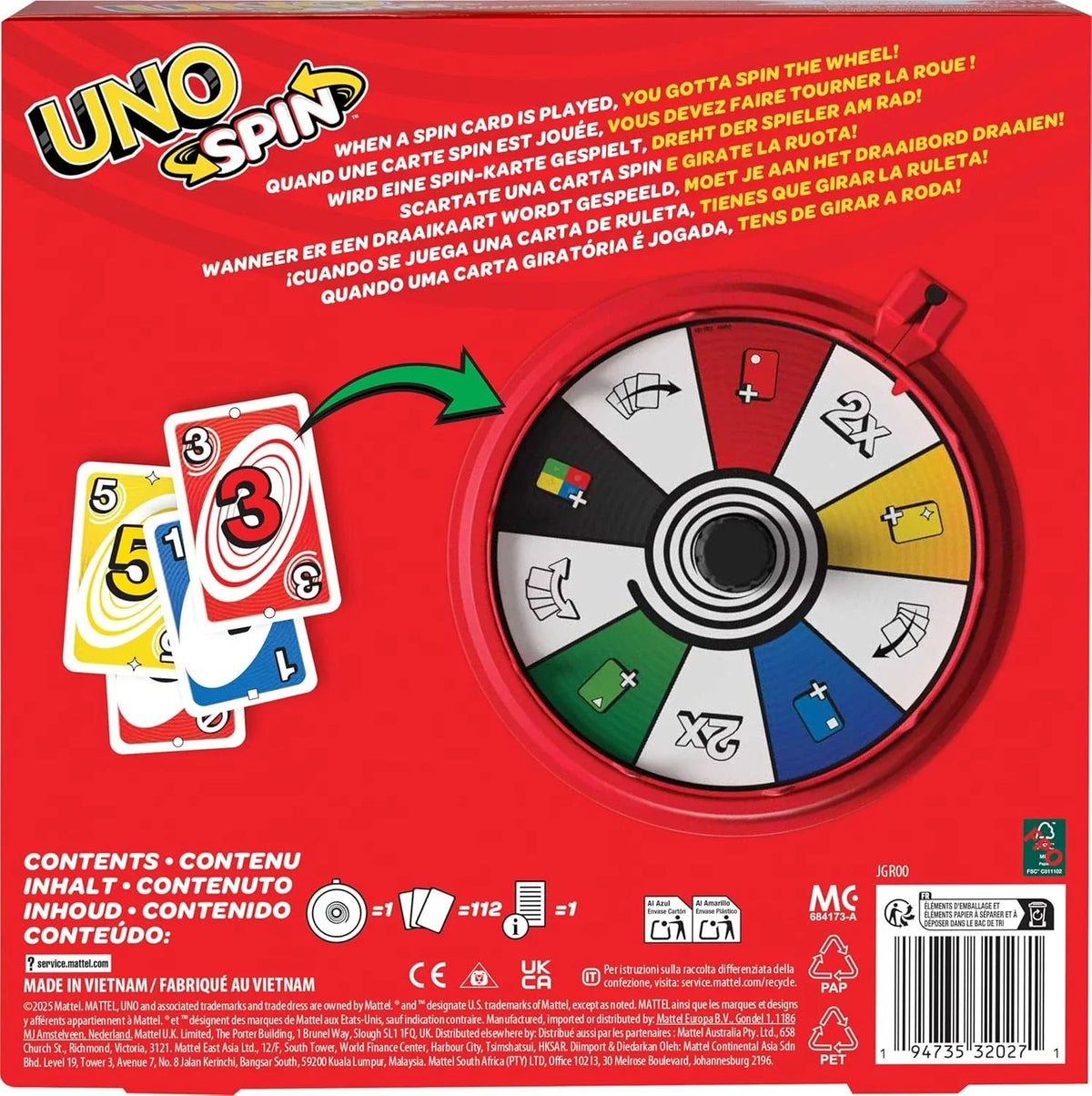 UNO Spin Card Game with Spinner Wheel – Family Party Game