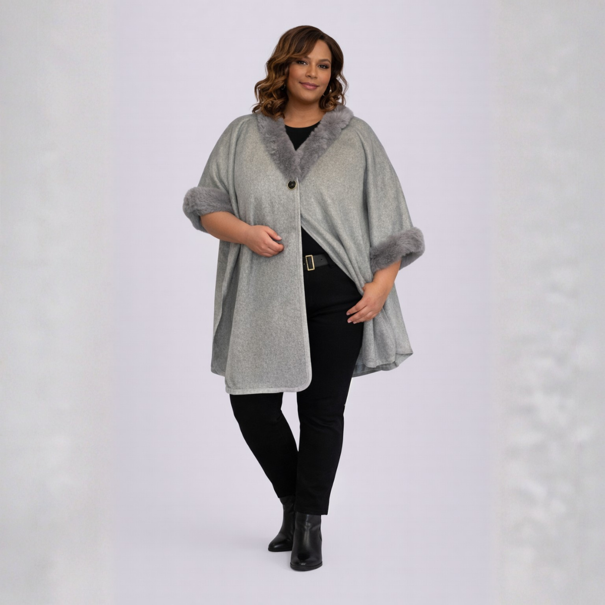 Faux Wool Fleece Poncho / Cape