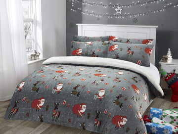 Santa Christmas Presents Reversible Teddy Fleece Duvet Cover Set Luxurious Faux Fur Bedding, Warm and Cozy Holiday Comfort OEKO-TEX Certified by OLIVIA ROCCO
