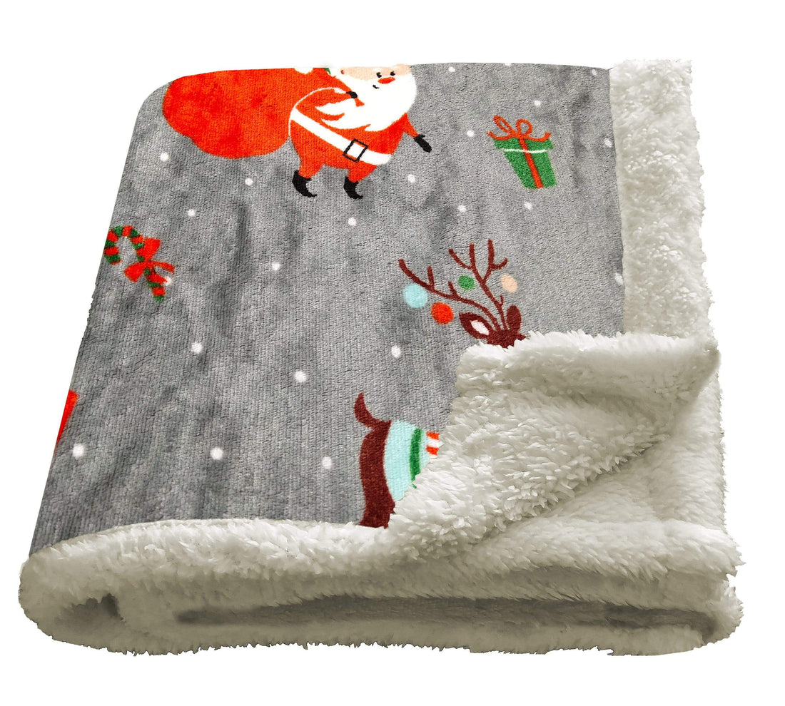 Santa Christmas Presents Reversible Teddy Fleece Duvet Cover Set Luxurious Faux Fur Bedding, Warm and Cozy Holiday Comfort OEKO-TEX Certified by OLIVIA ROCCO