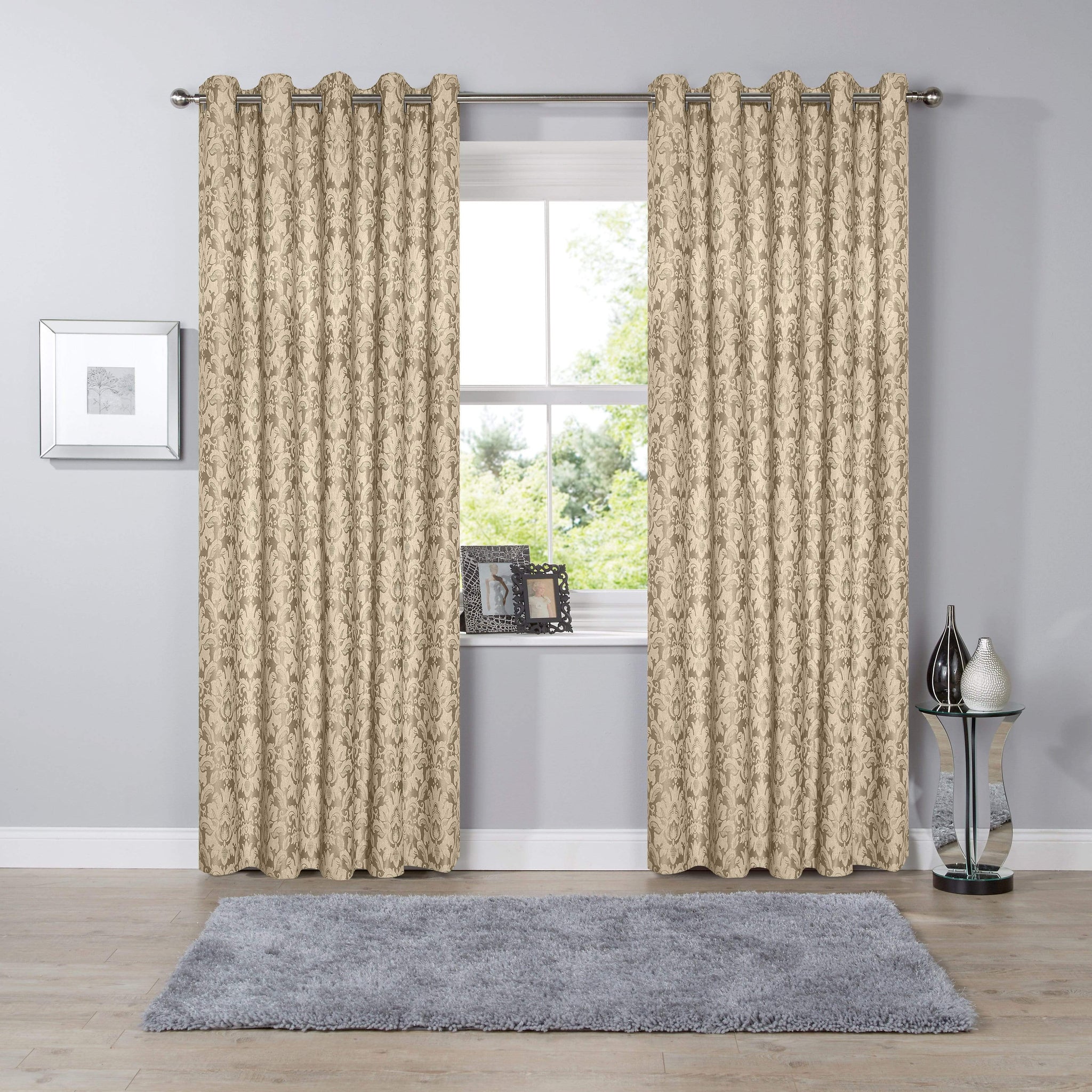Savoy Hand Woven Jacquard Curtains Luxurious Cotton Blend Eyelet Ring Top OEKO-TEX Certified Bedroom Living Room Panels Multiple Colours by OLIVIA ROCCO