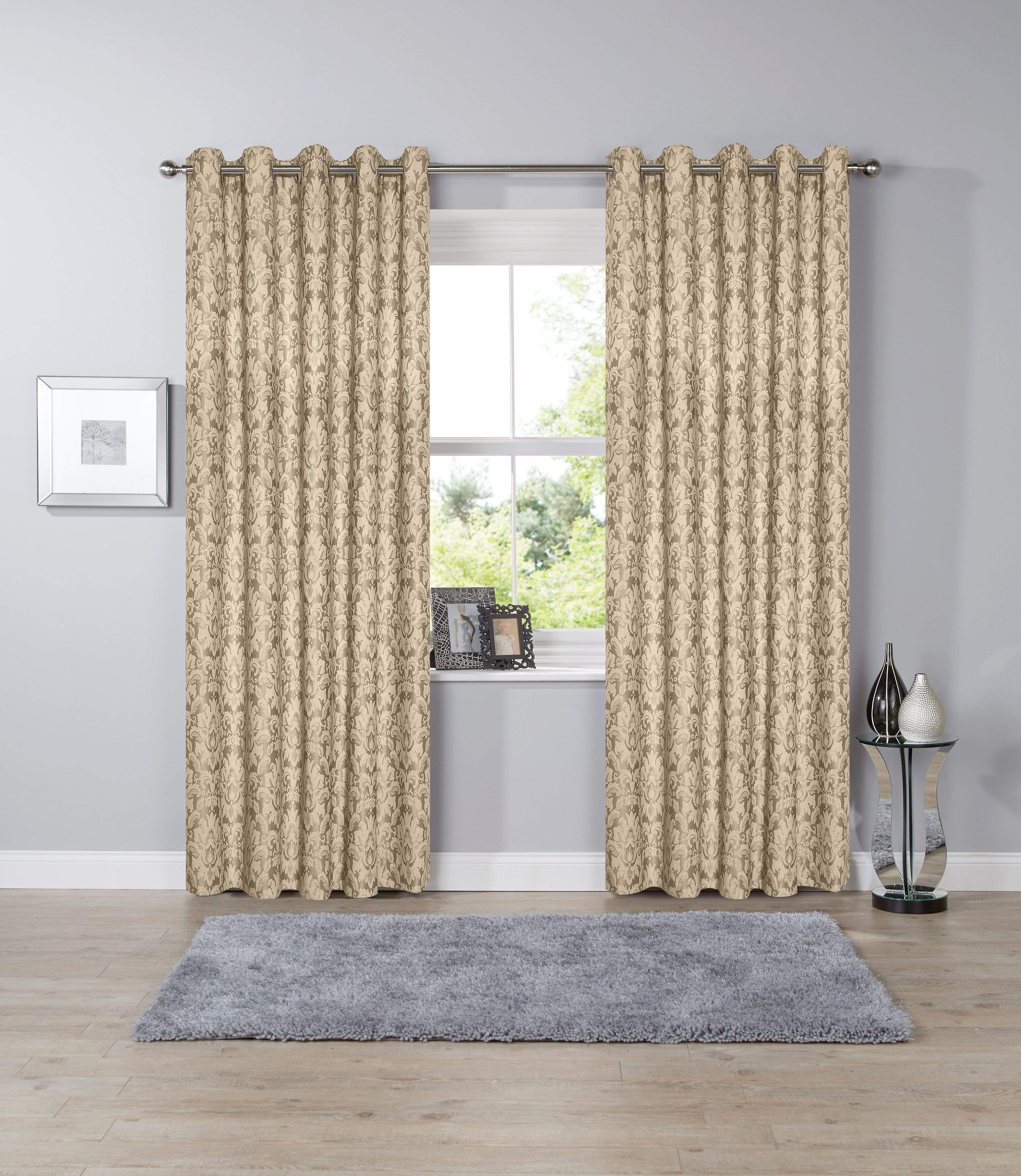 Savoy Hand Woven Jacquard Curtains Luxurious Cotton Blend Eyelet Ring Top OEKO-TEX Certified Bedroom Living Room Panels Multiple Colours by OLIVIA ROCCO