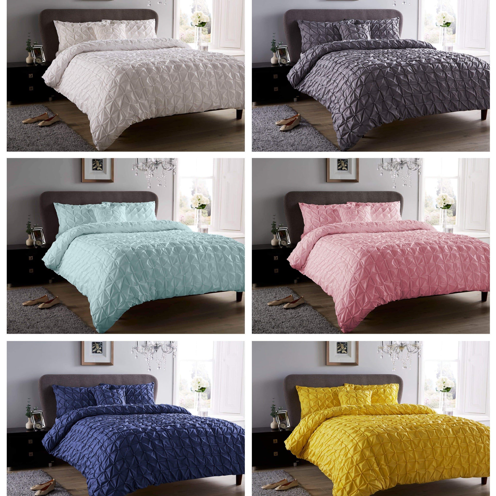 Seville Luxury Cotton-Rich Duvet Set with Handmade Pintuck Detailing Super Soft Bedding for All Sizes by OLIVIA ROCCO
