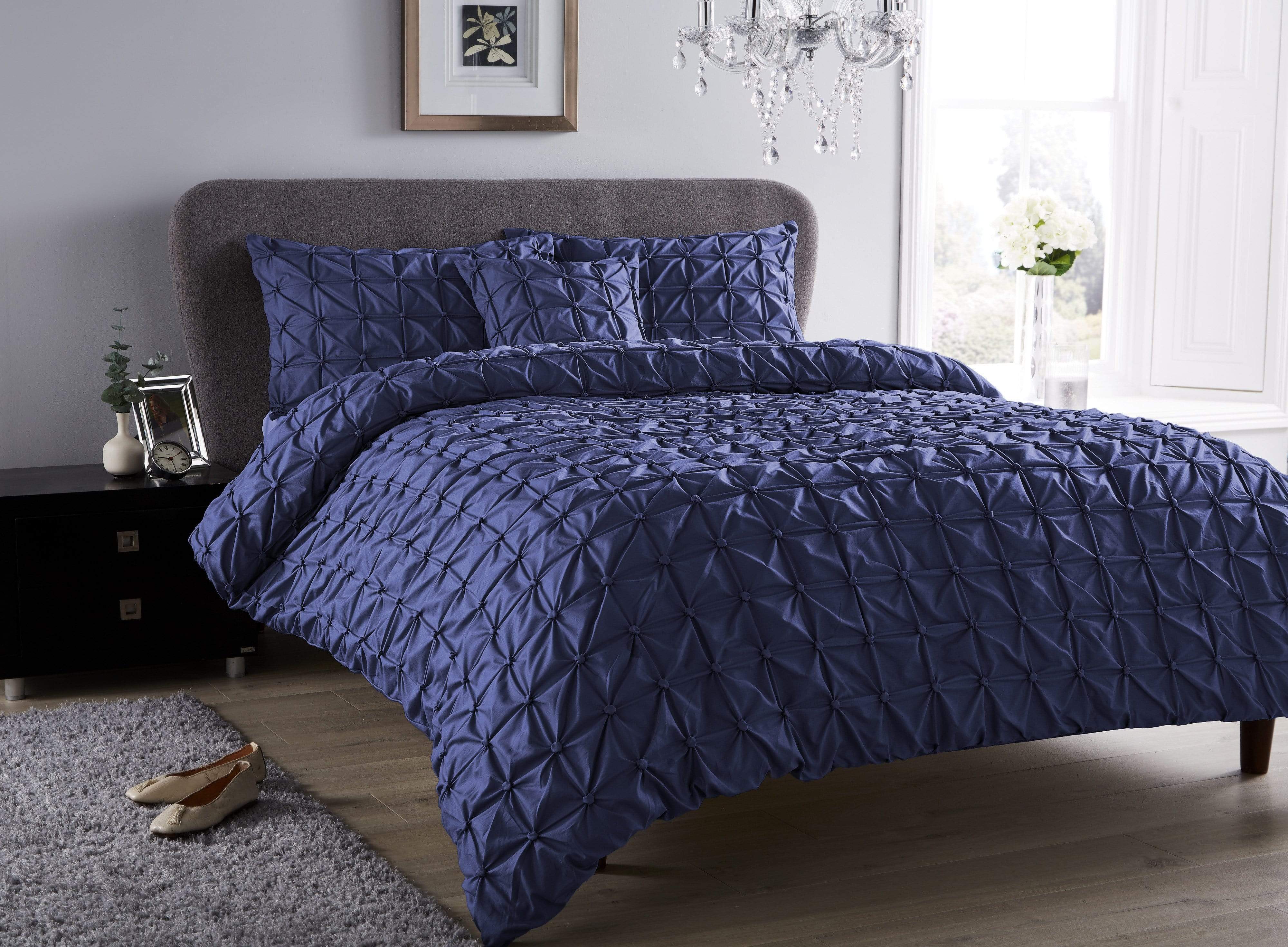 Seville Luxury Cotton-Rich Duvet Set with Handmade Pintuck Detailing Super Soft Bedding for All Sizes by OLIVIA ROCCO