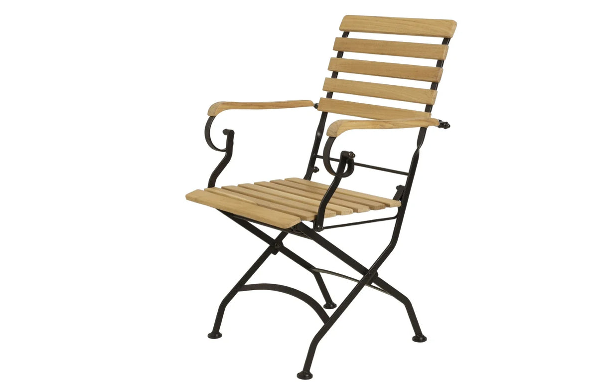 Sicily 4 Seater Teak and Wrought Iron Rectangular 120cm Garden Dining Set