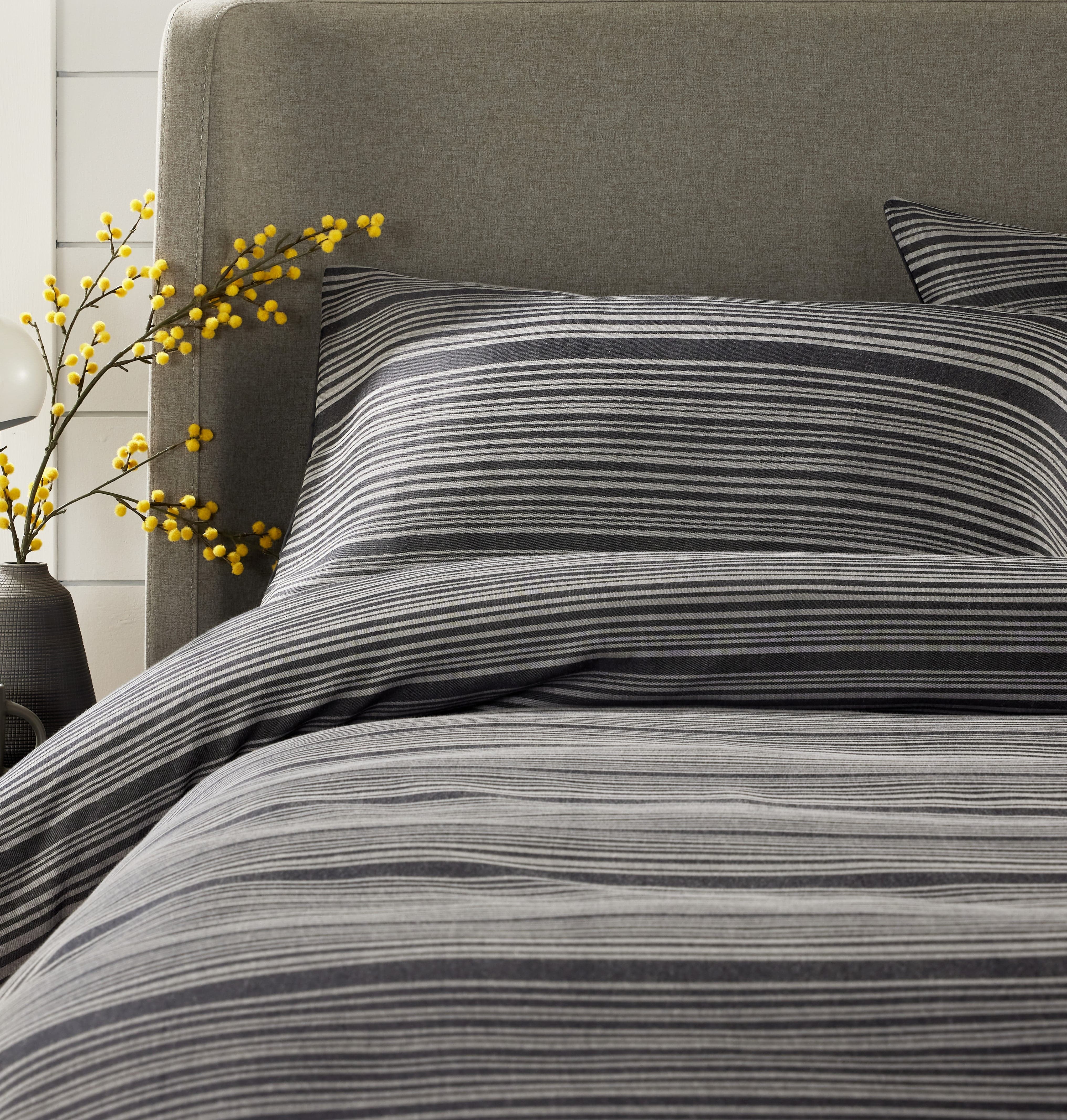 Stripe Jacquard Reversible Cotton Blend Duvet Cover Set with Pillowcases Luxurious Eco-Friendly Bedding for Master and Guest Bedrooms Multiple Sizes and Colours by OLIVIA ROCCO