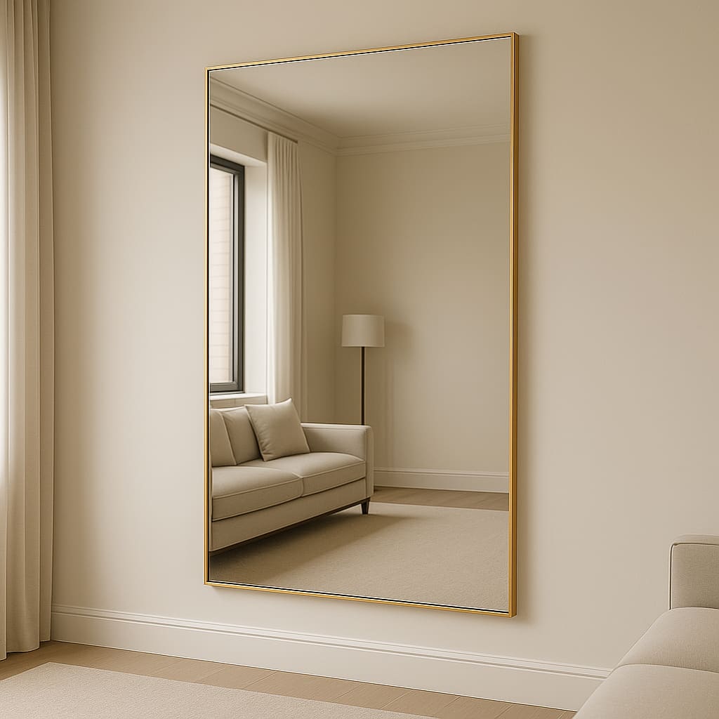 Takara - Full Length Leaner Gold Metal Rectangle Mirror - 180cm x 105cm