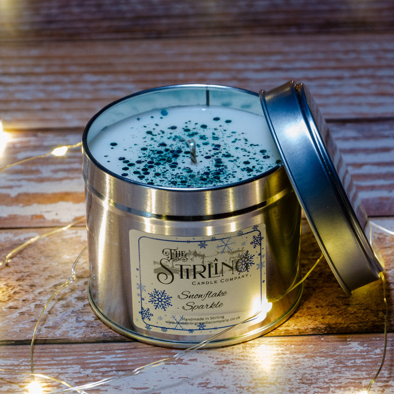 Snowflake Sparkle - Travel Tin Candle - Cotton Wick