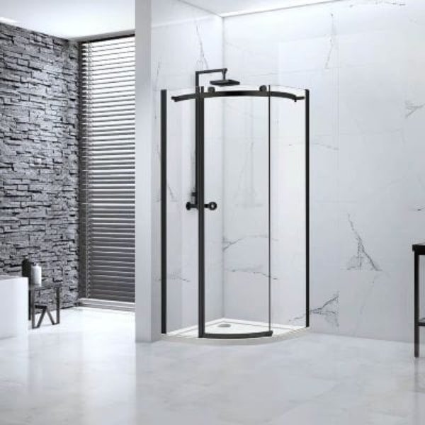 Sphere Black Framed Quadrant Shower Enclosure w/ 1 Door - 900 x 900 x 2075mm