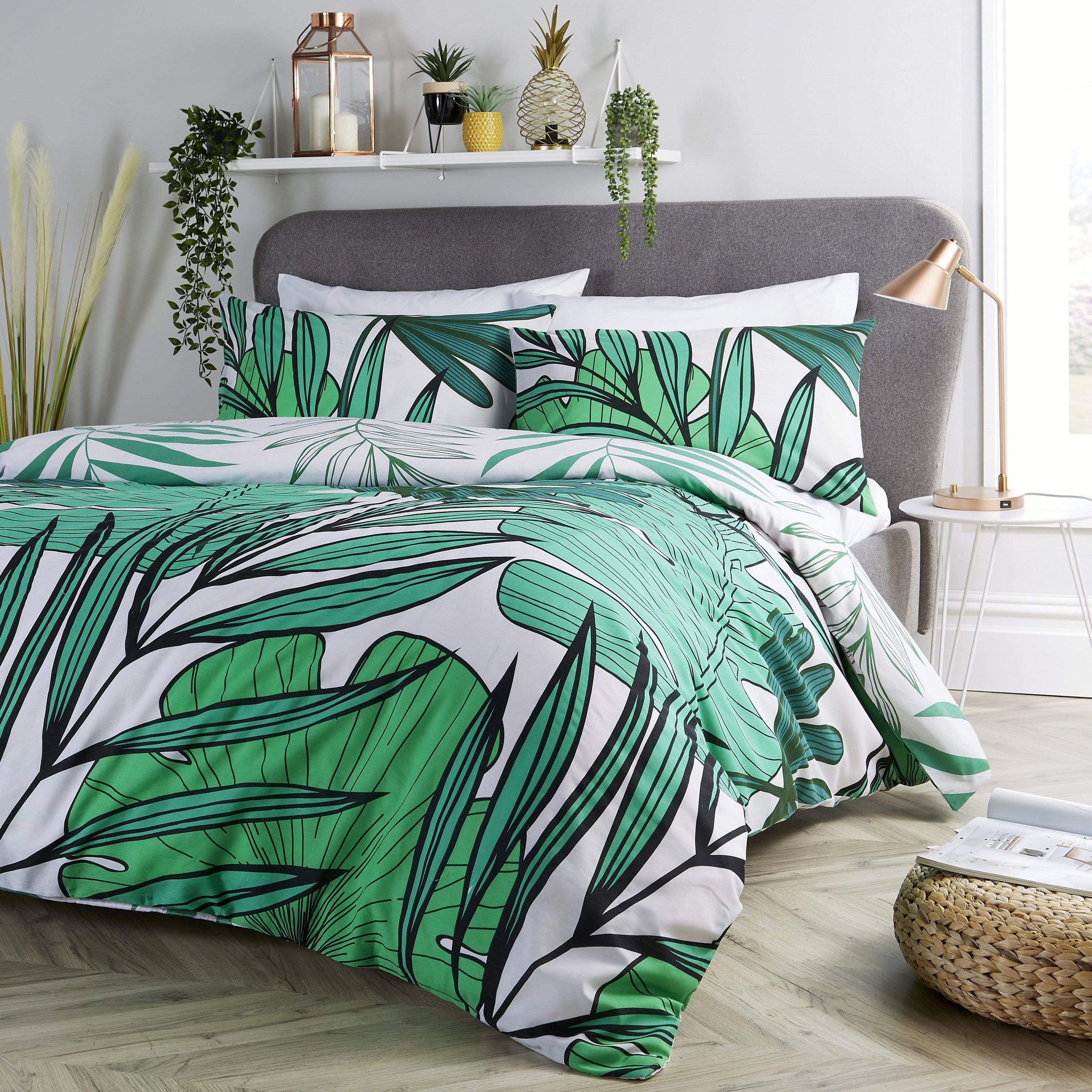 Tropical Leaf Reversible Luxurious Duvet Set Soft Cotton Rich Bedding in Single Double King Sizes with Premium Vibrant Botanical Designs by OLIVIA ROCCO
