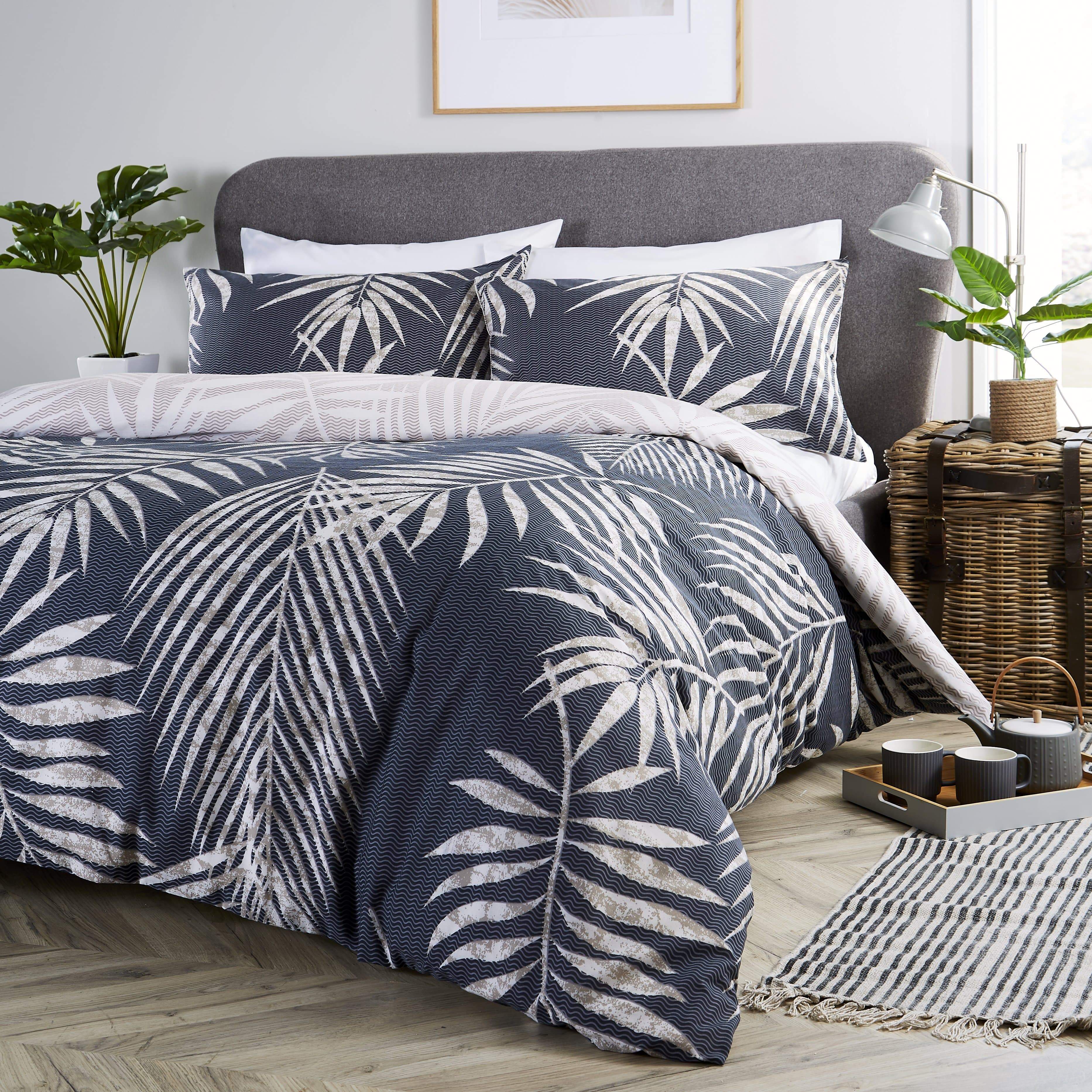 Tropical Leaf Reversible Luxurious Duvet Set Soft Cotton Rich Bedding in Single Double King Sizes with Premium Vibrant Botanical Designs by OLIVIA ROCCO