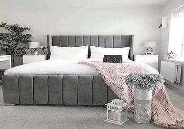 The Elvan Wingback Panel Upholstered Bed Frame UK