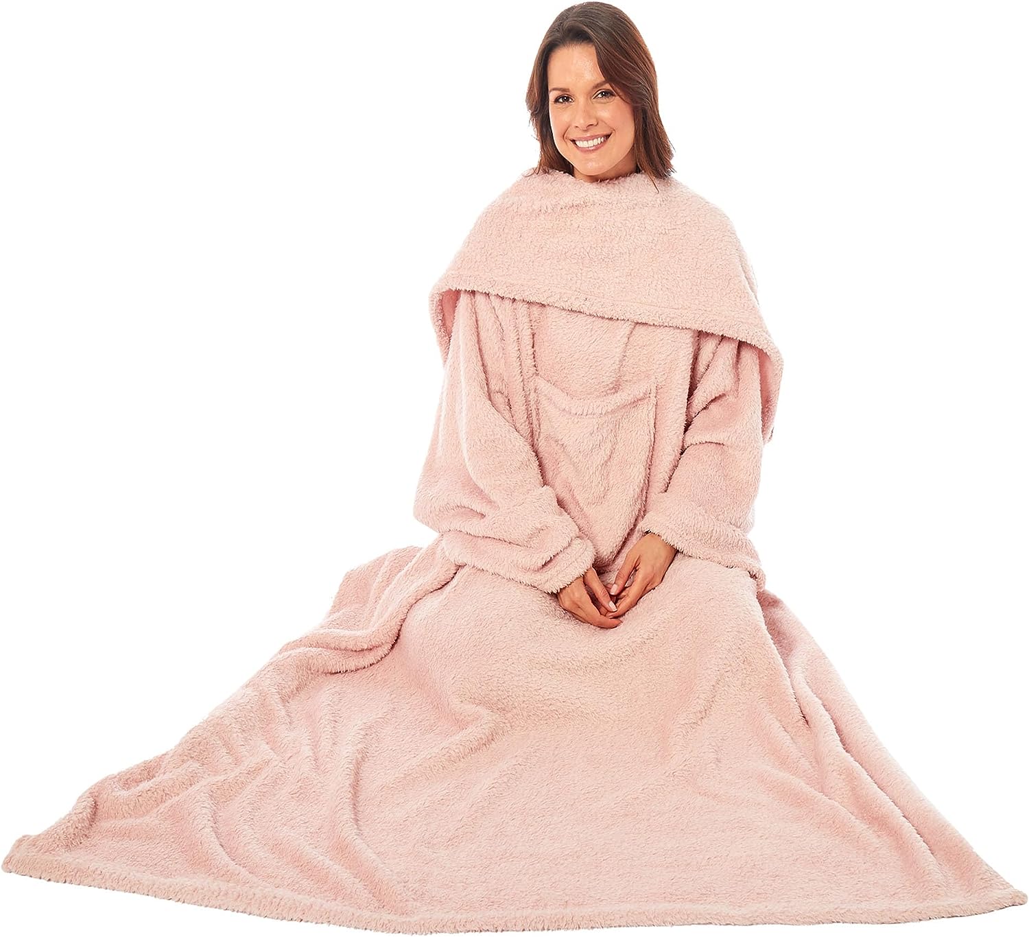 Ultra Soft Cozy Fleece Wearable TV Blanket with Sleeves and Pocket Throw for Lounging and Reading for Women and Men 140x183cm Multiple Colors by OLIVIA ROCCO