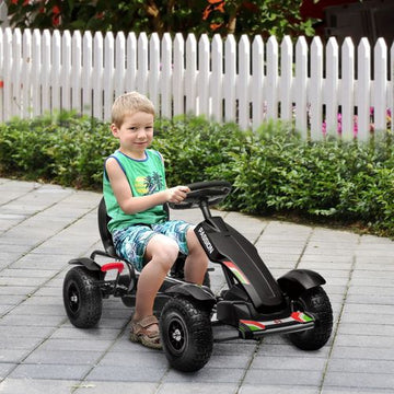 HOMCOM Children Pedal Go Kart w/ Adjustable Seat, Inflatable Tyres - Black