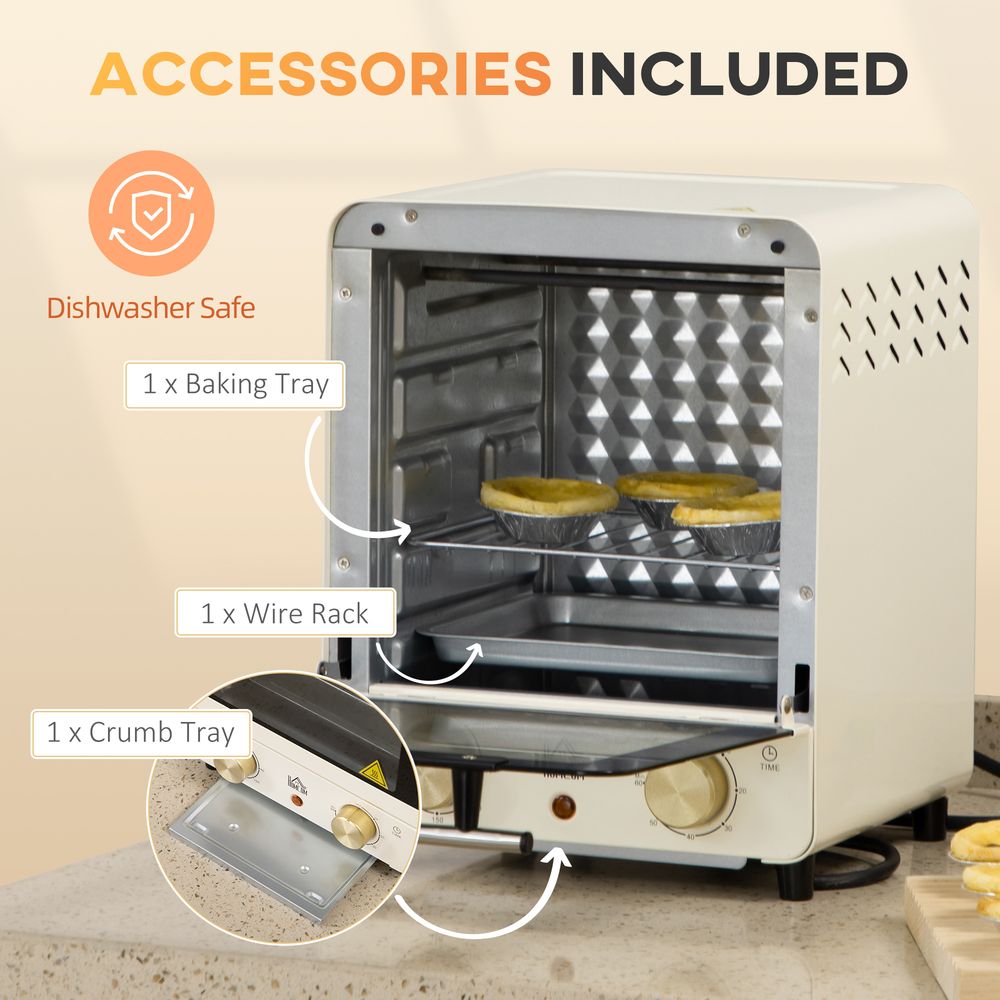 High-Quality HOMCOM Mini Oven Toaster with Baking Tray, Wire Rack, and Crumb Tray - Perfect for All Demographics!