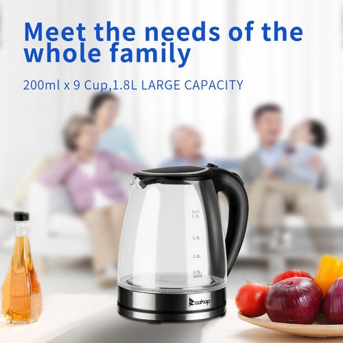 HD-1857-A 220V 2000W 1.8L Electric Glass Kettle UK Plug