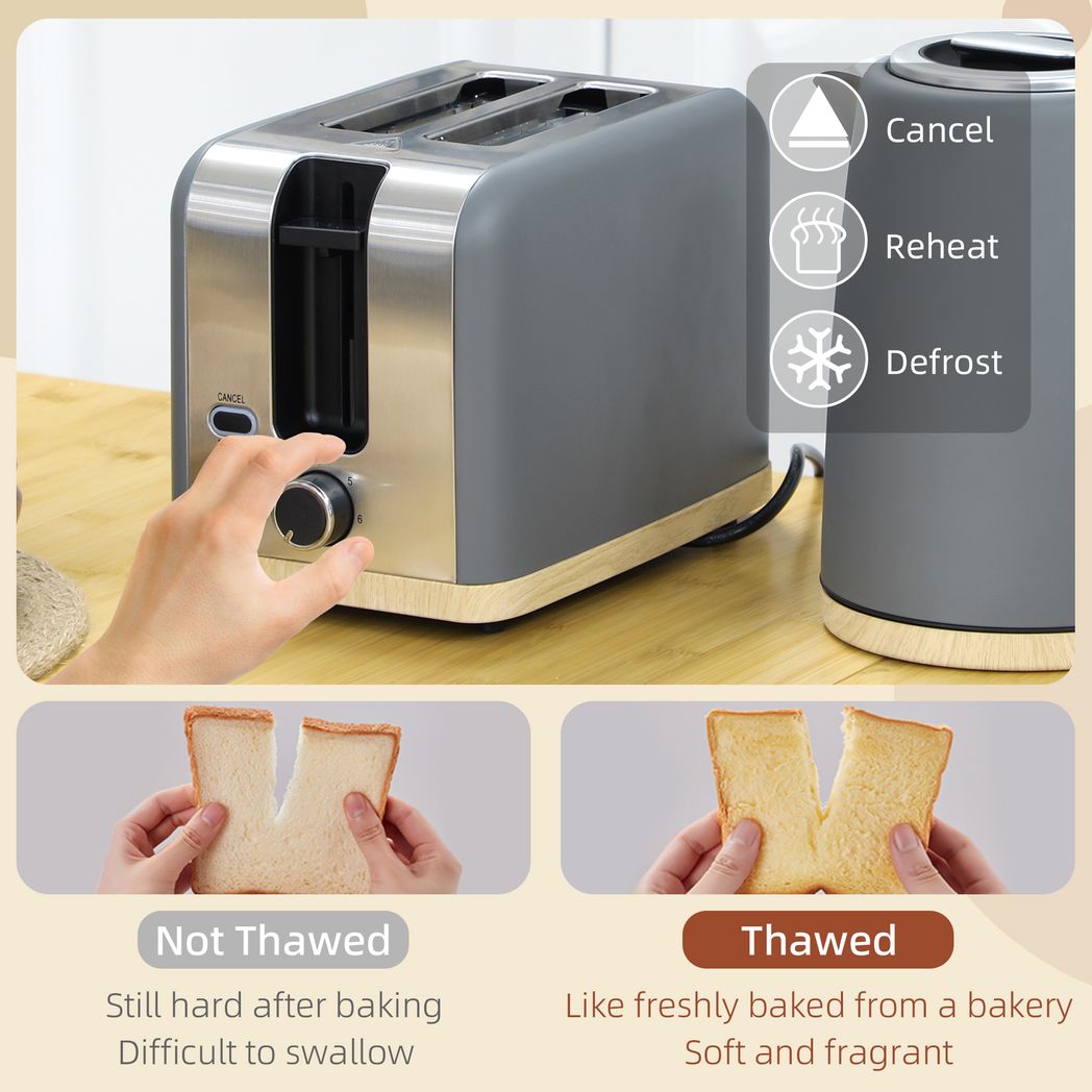HOMCOM 1.7L Electric Fast Boil Kettle and 2 Slice Toaster Set