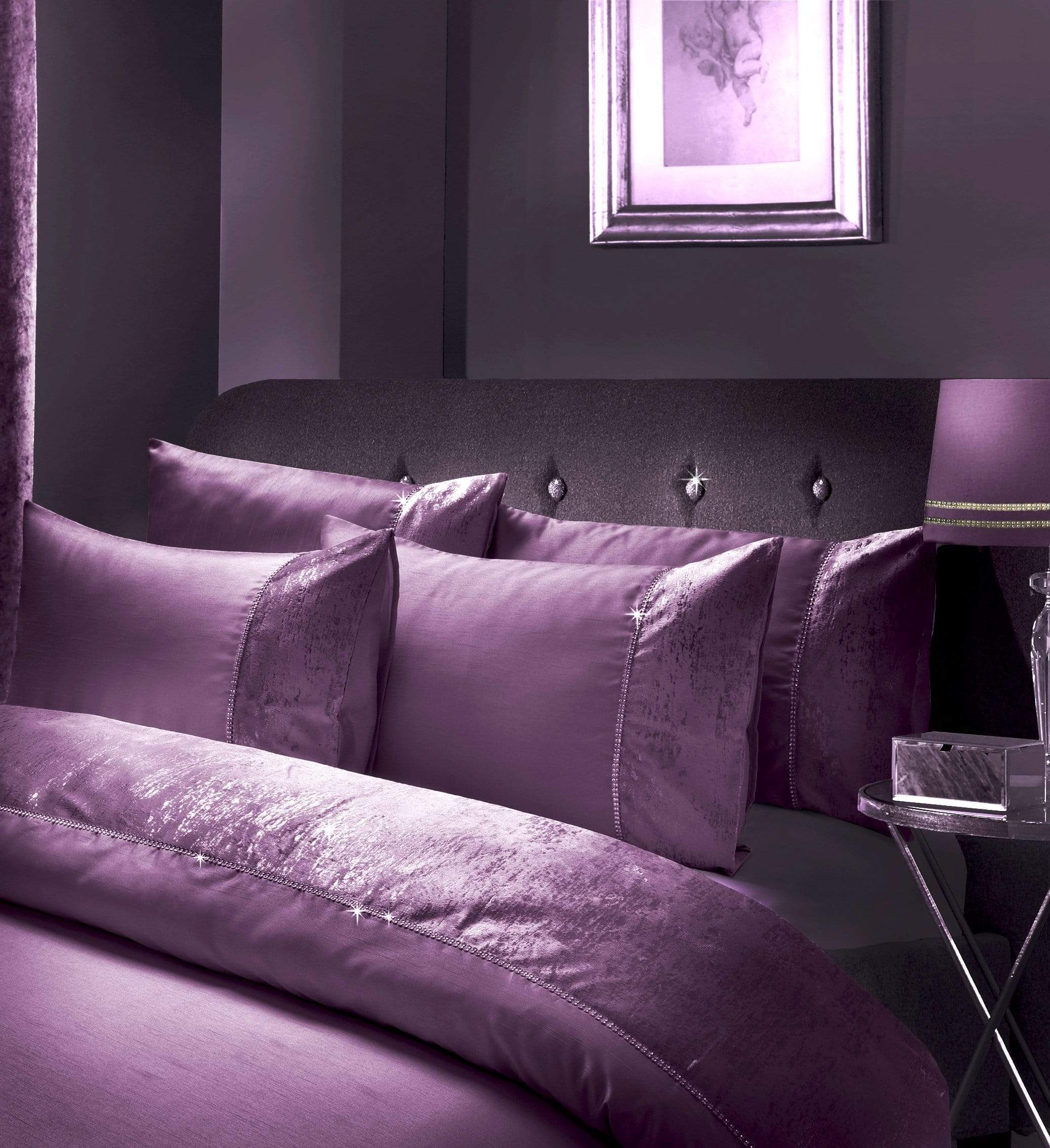 Valentina Ultra-Soft Duvet Set with Crushed Velvet Trim and Diamante Detailing in Double King Super King Sizes OEKO-TEX Certified by OLIVIA ROCCO