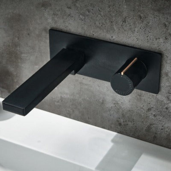 Velar Wall Mounted Black Basin Mixer Tap