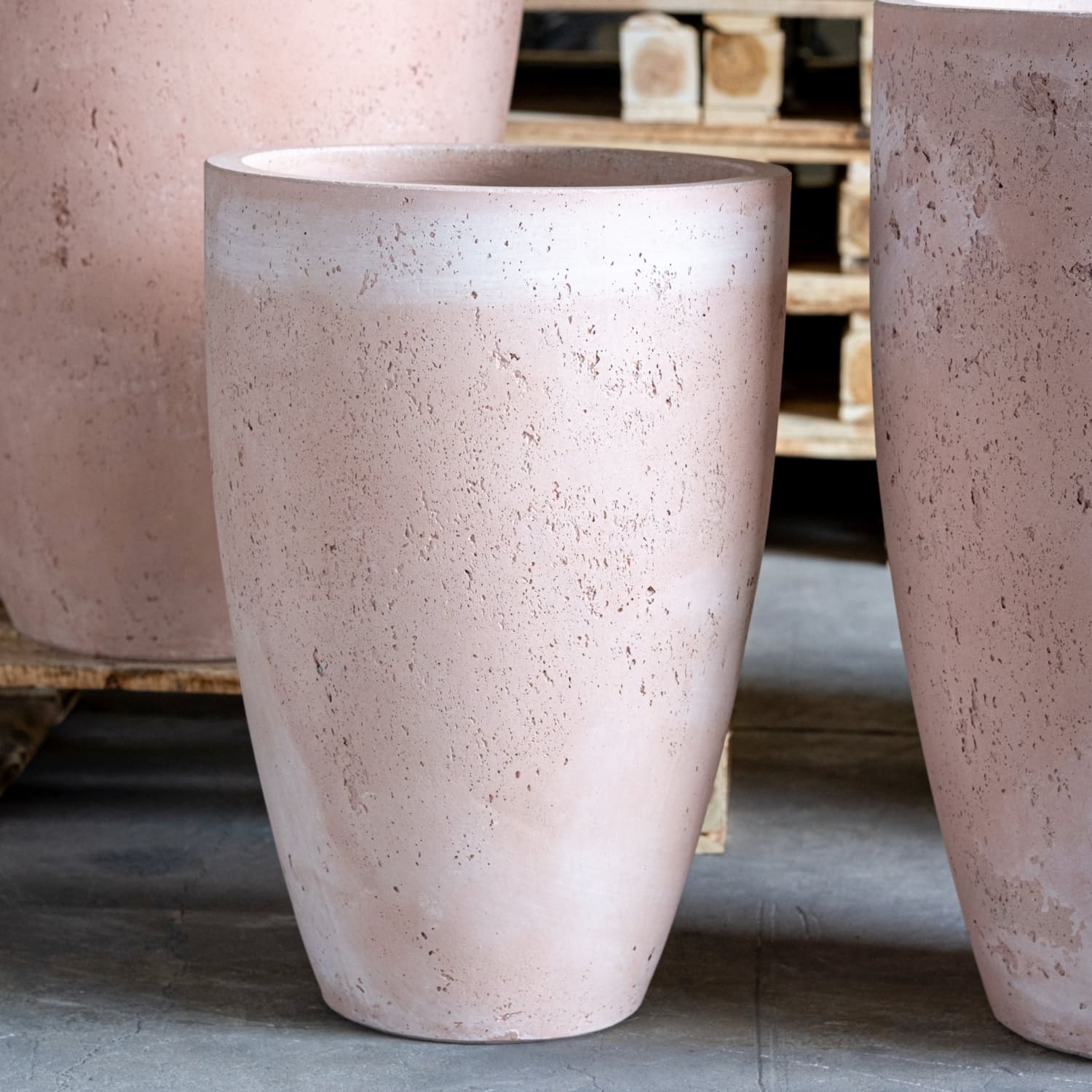 Vessara | Blushstone – 68cm Extra Large Concrete Vase Planter – 61L Tall Plant Pot