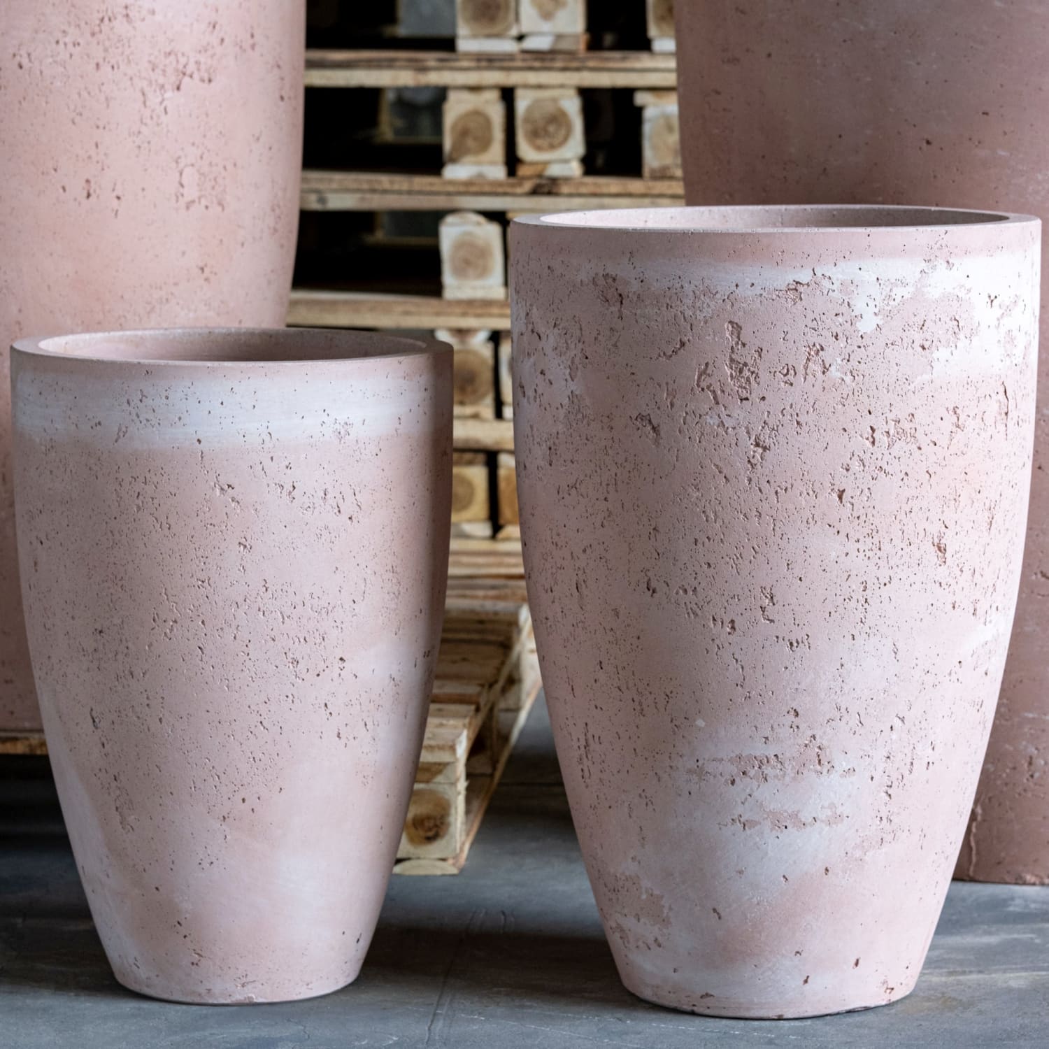 Vessara | Blushstone – 68cm Extra Large Concrete Vase Planter – 61L Tall Plant Pot