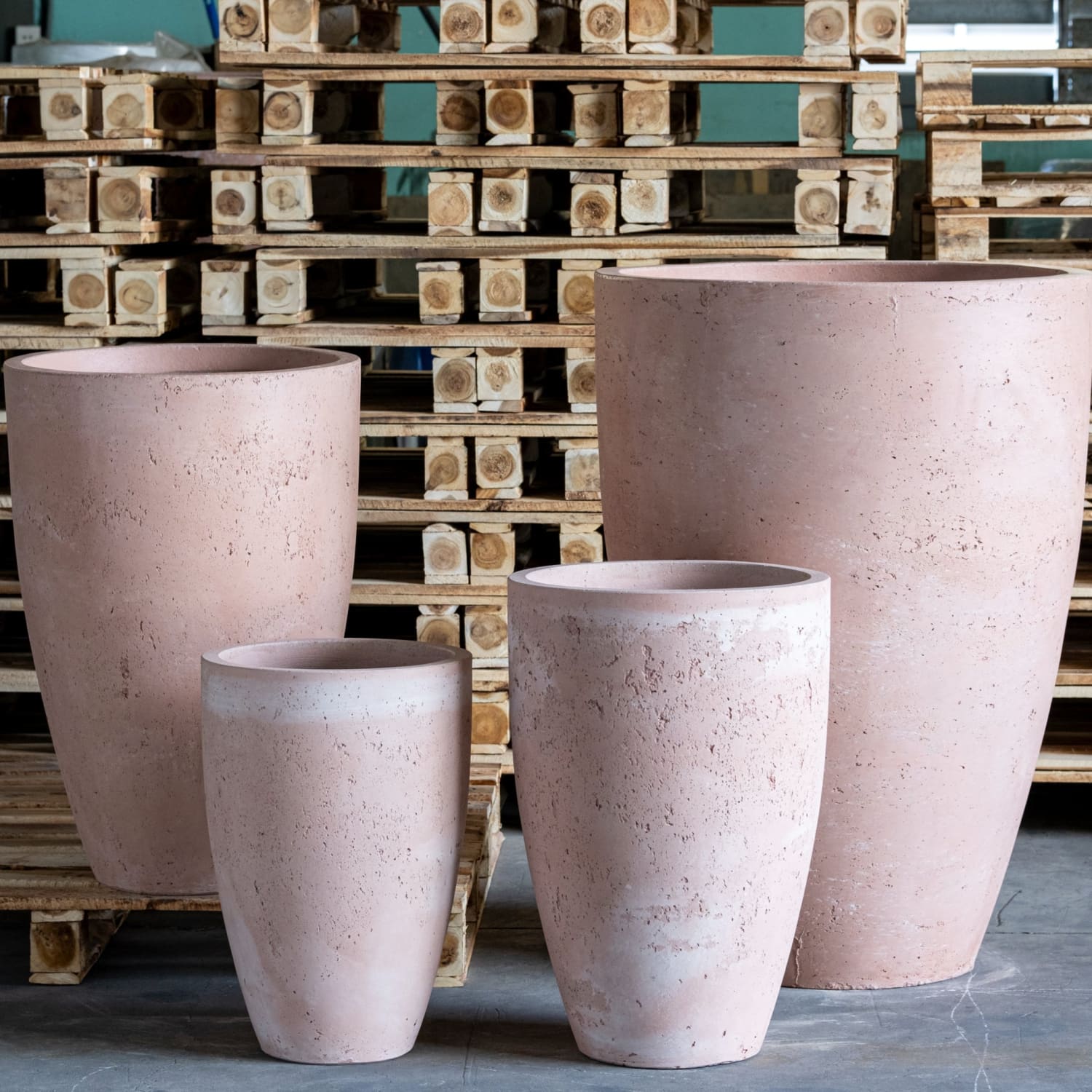 Vessara | Blushstone – 68cm Extra Large Concrete Vase Planter – 61L Tall Plant Pot