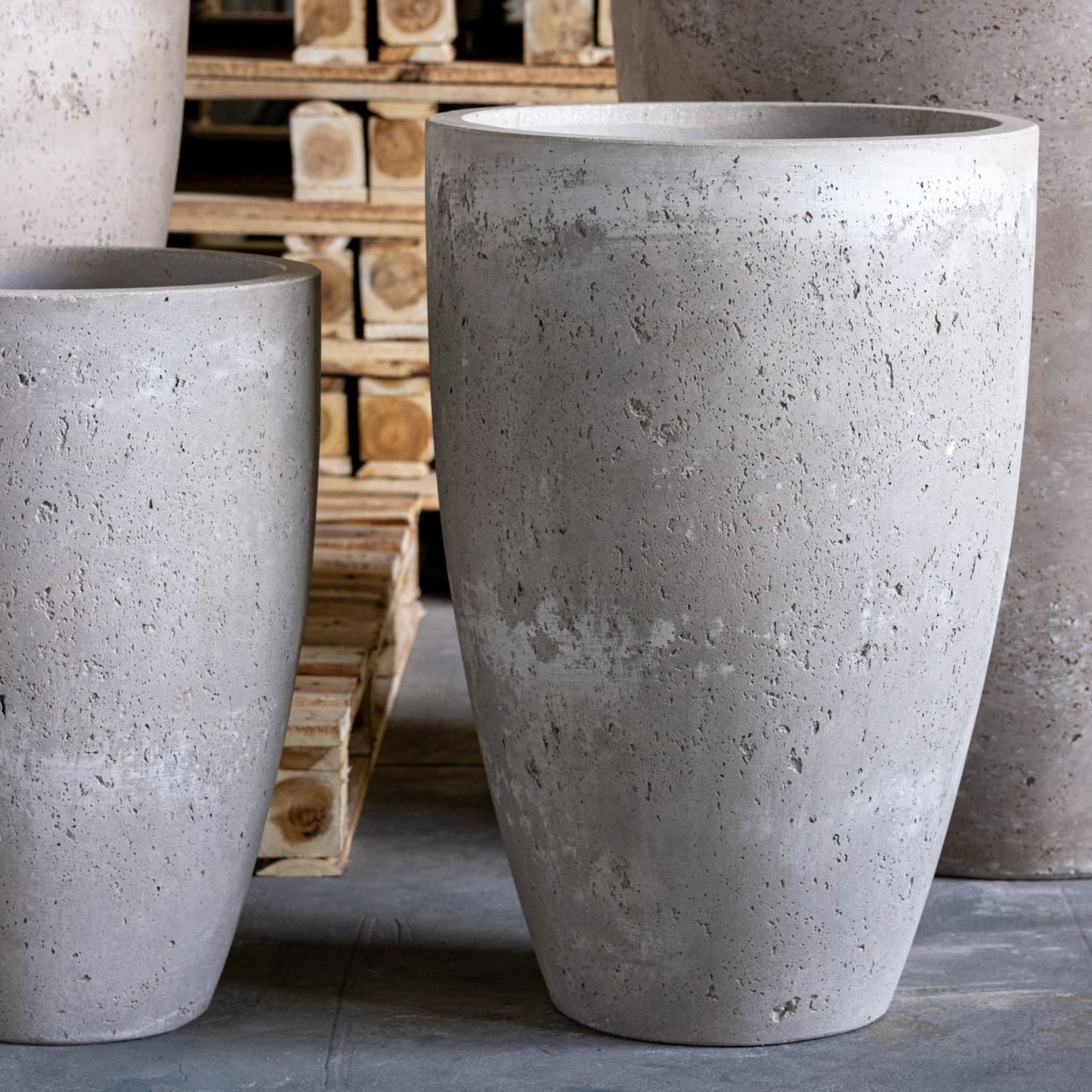 Vessara | Truffle – 55cm Tall Concrete Planter – 32L Vase-Style Plant Pot