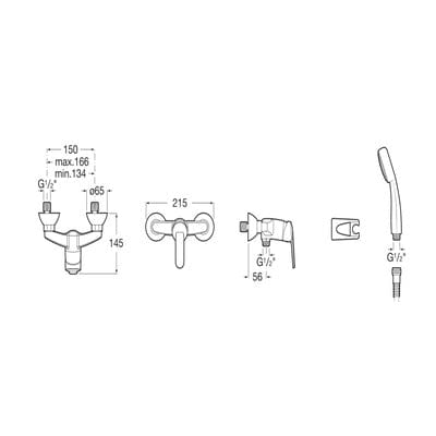 Victoria V2 Chrome Wall Mounted Shower Mixer Set