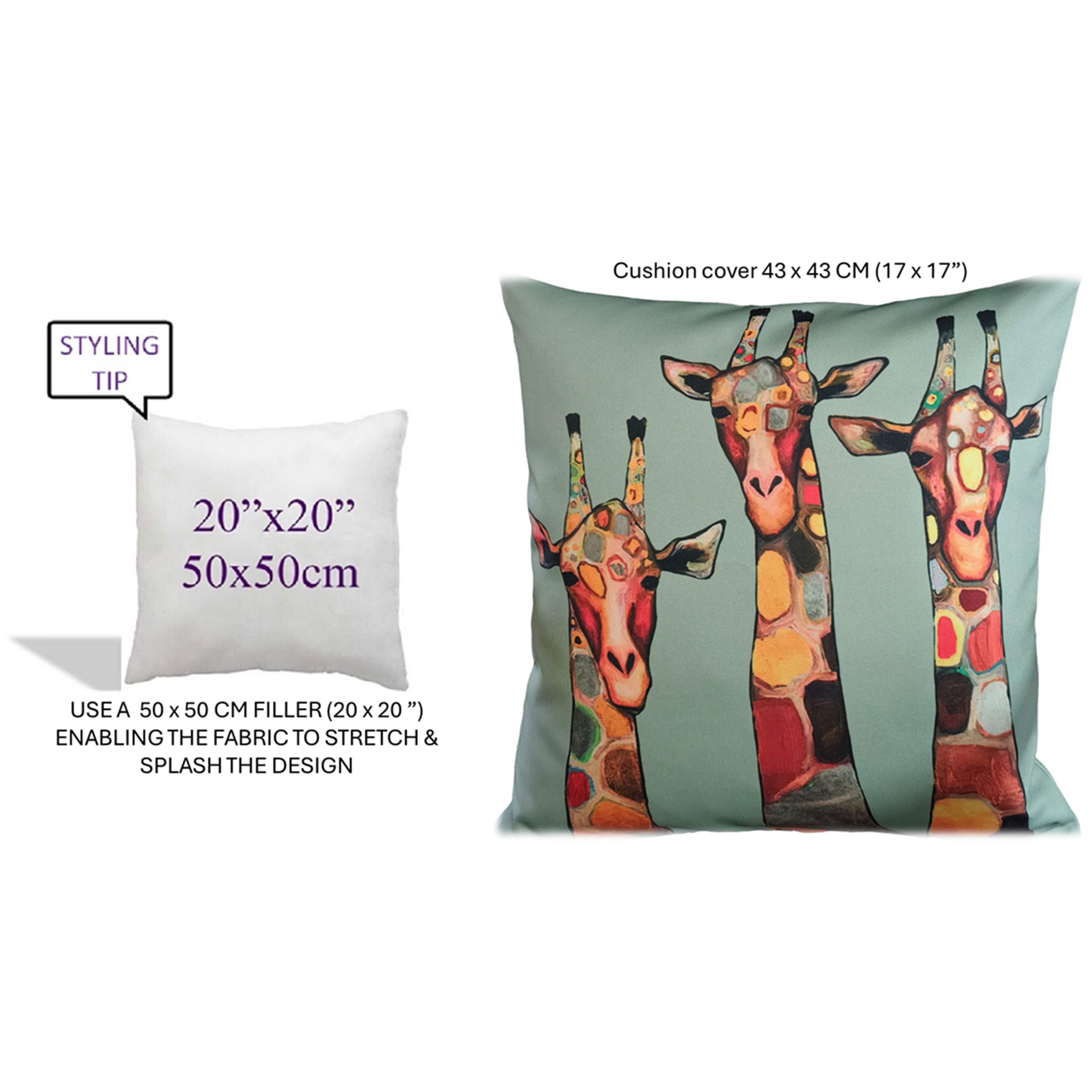 Waterproof Breathable Giraffe Hollowfibre Filled Cushions 43x43cm for Outdoor Garden Bench Sofa or Indoor Use by OLIVIA ROCCO