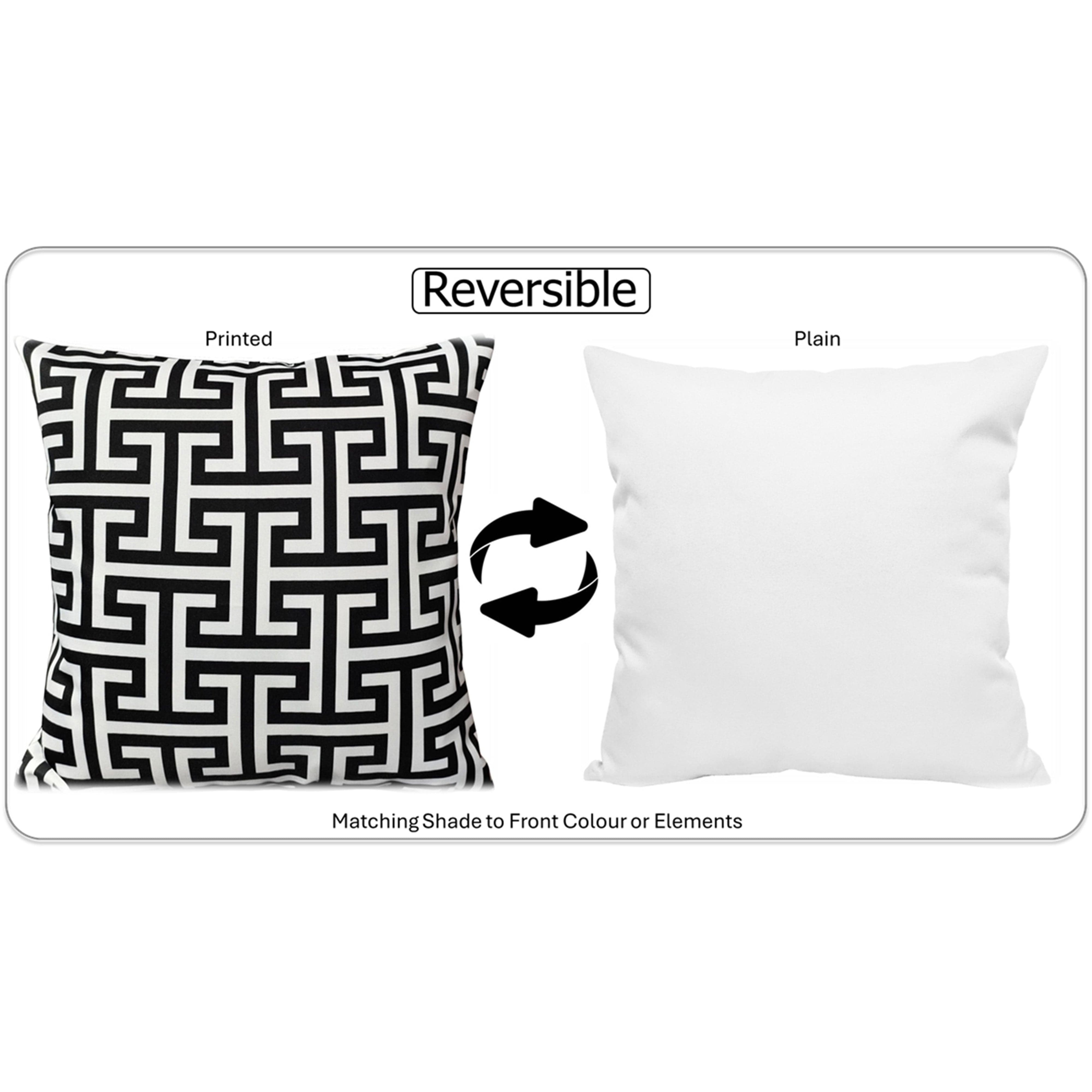 Waterproof Breathable Milano Black Hollowfibre Filled Cushions 43x43cm for Outdoor Garden Bench Sofa or Indoor Use by OLIVIA ROCCO