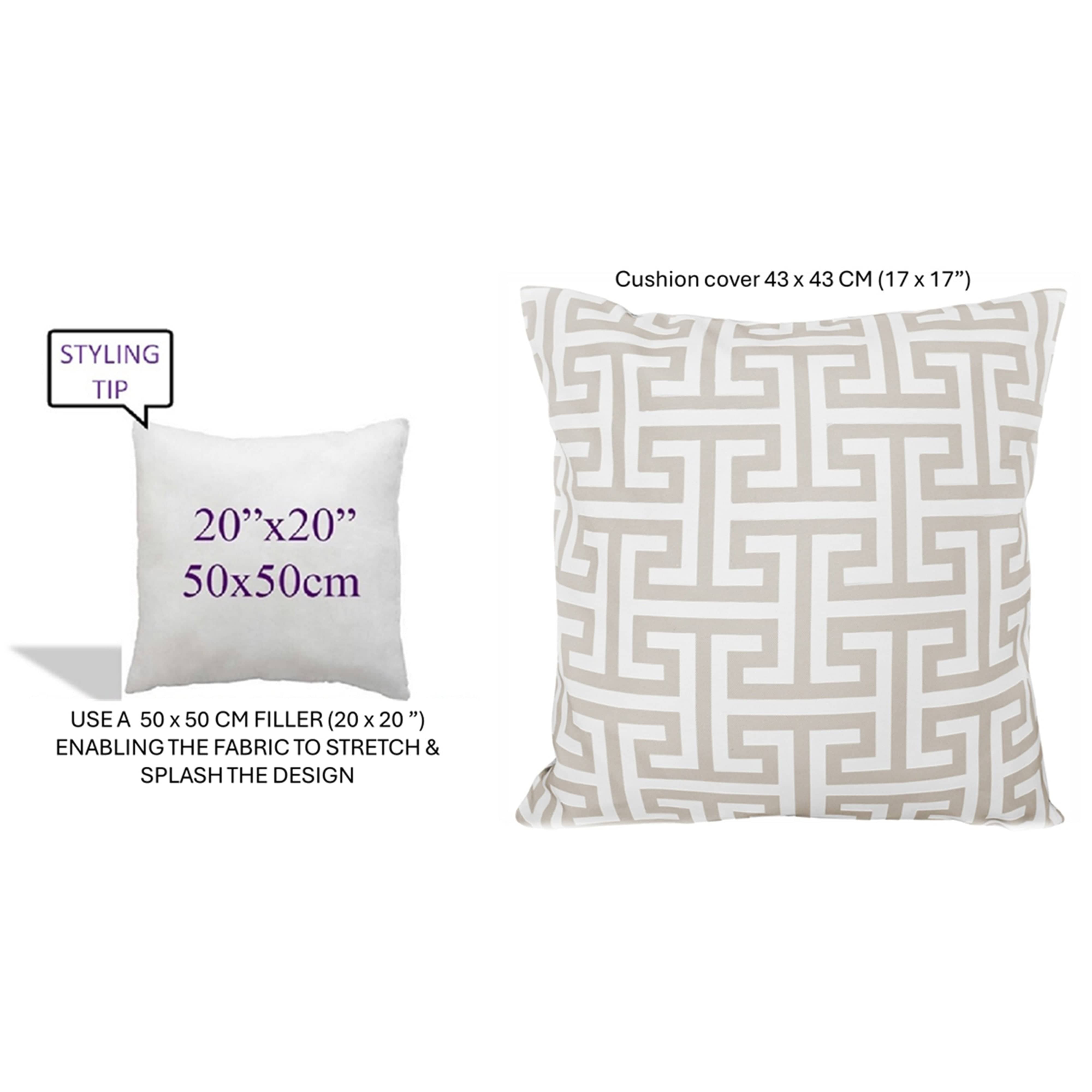 Waterproof Breathable Milano Natural Hollowfibre Filled Cushions 43x43cm for Outdoor Garden Bench Sofa or Indoor Use by OLIVIA ROCCO